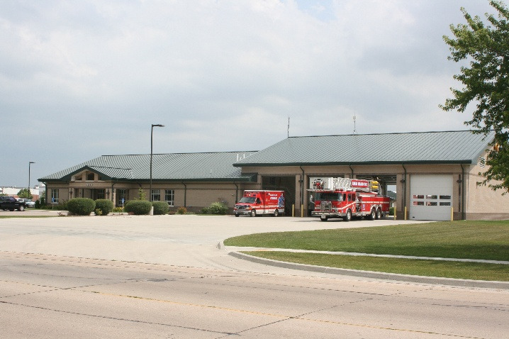 Fire Station 1 on a partly cloudy day