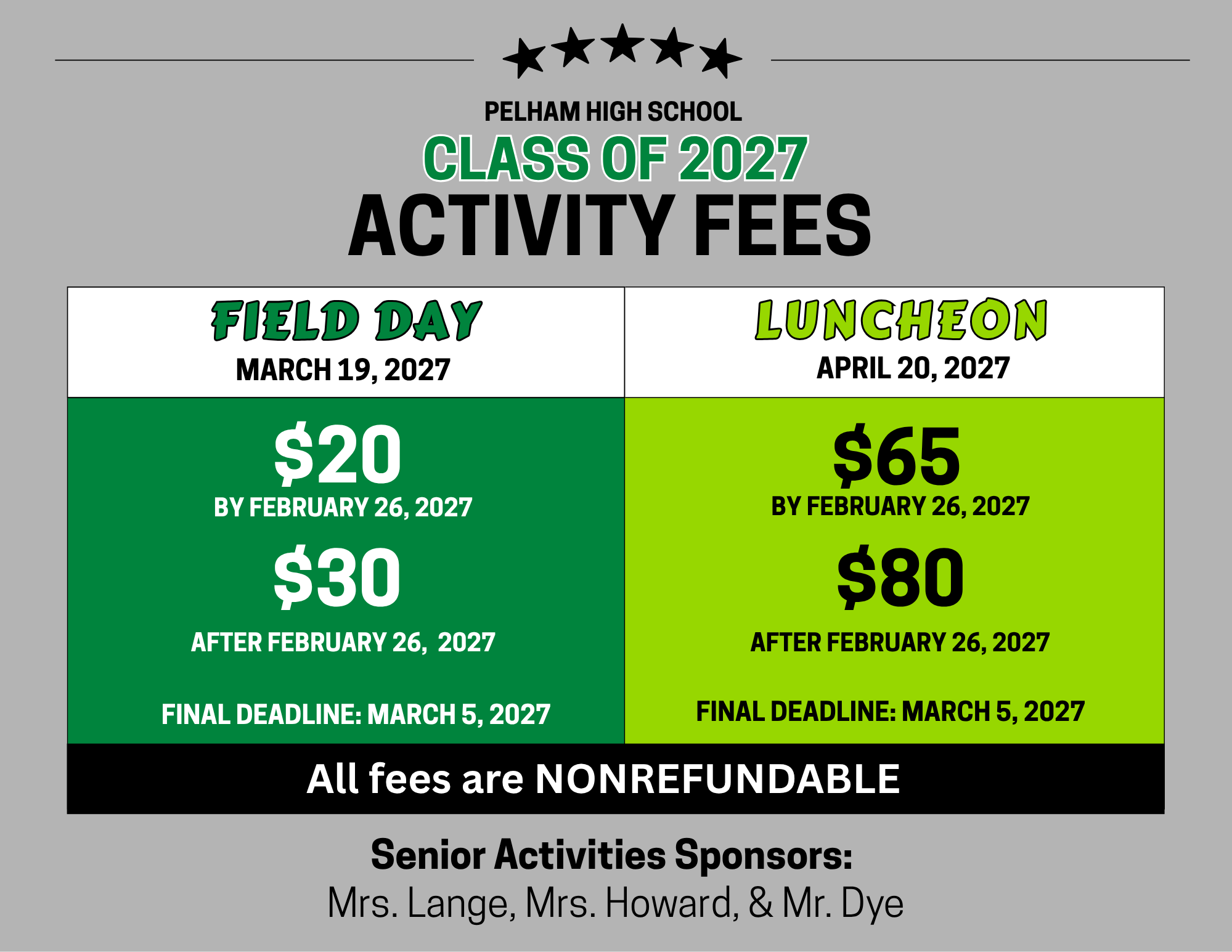 fees list