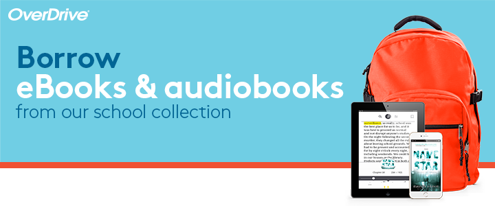 A collection of ebooks and audiobooks available for students from the school library, showcasing various titles and genres.