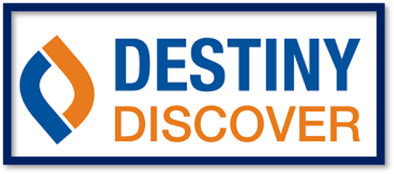 Logo of Destiny Discover, featuring a modern design that symbolizes exploration and learning in a digital environment.