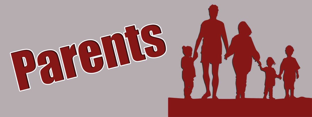 Silhouettes of a family with children holding hands, next to the word 'Parents' in bold red text.