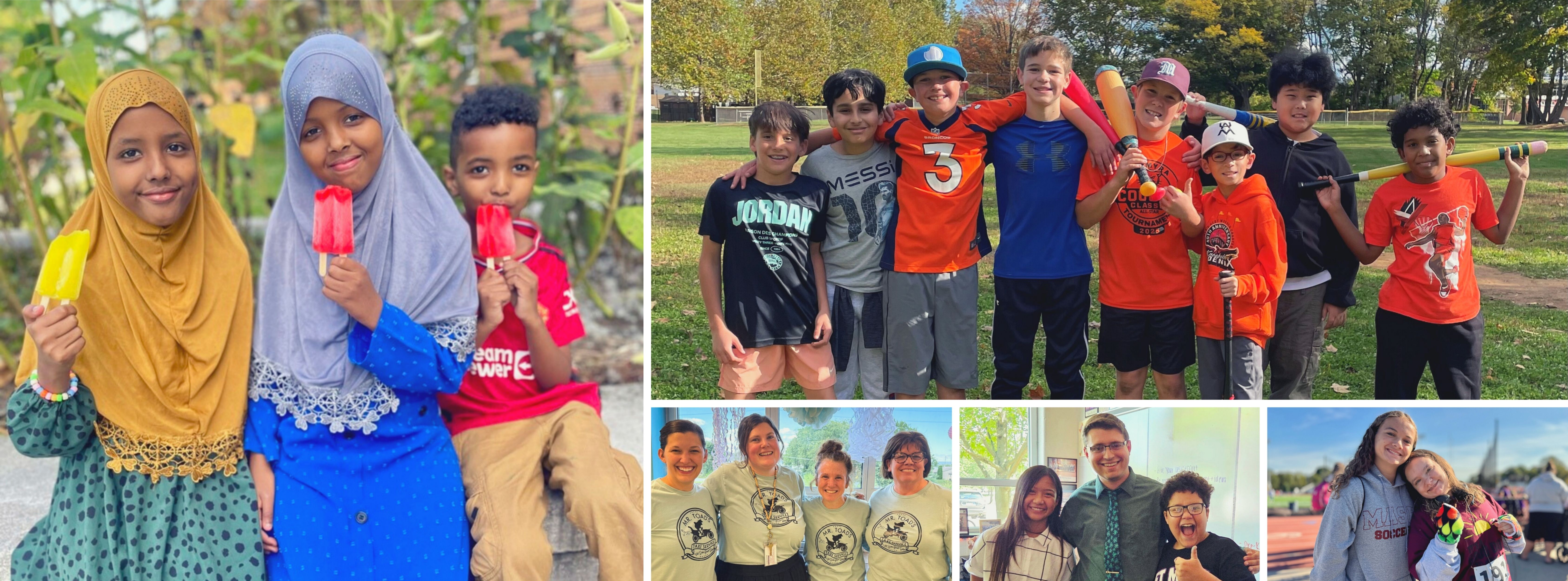 Colorful collage of photos of students around our district.