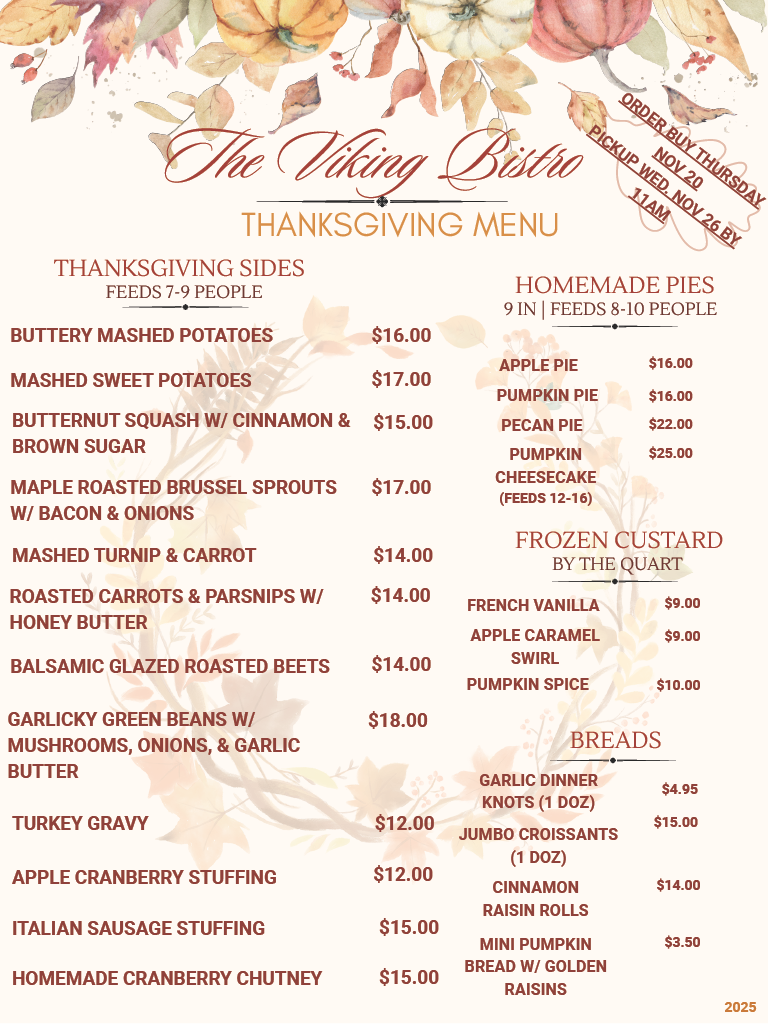 Thanksgiving 2025 Menu