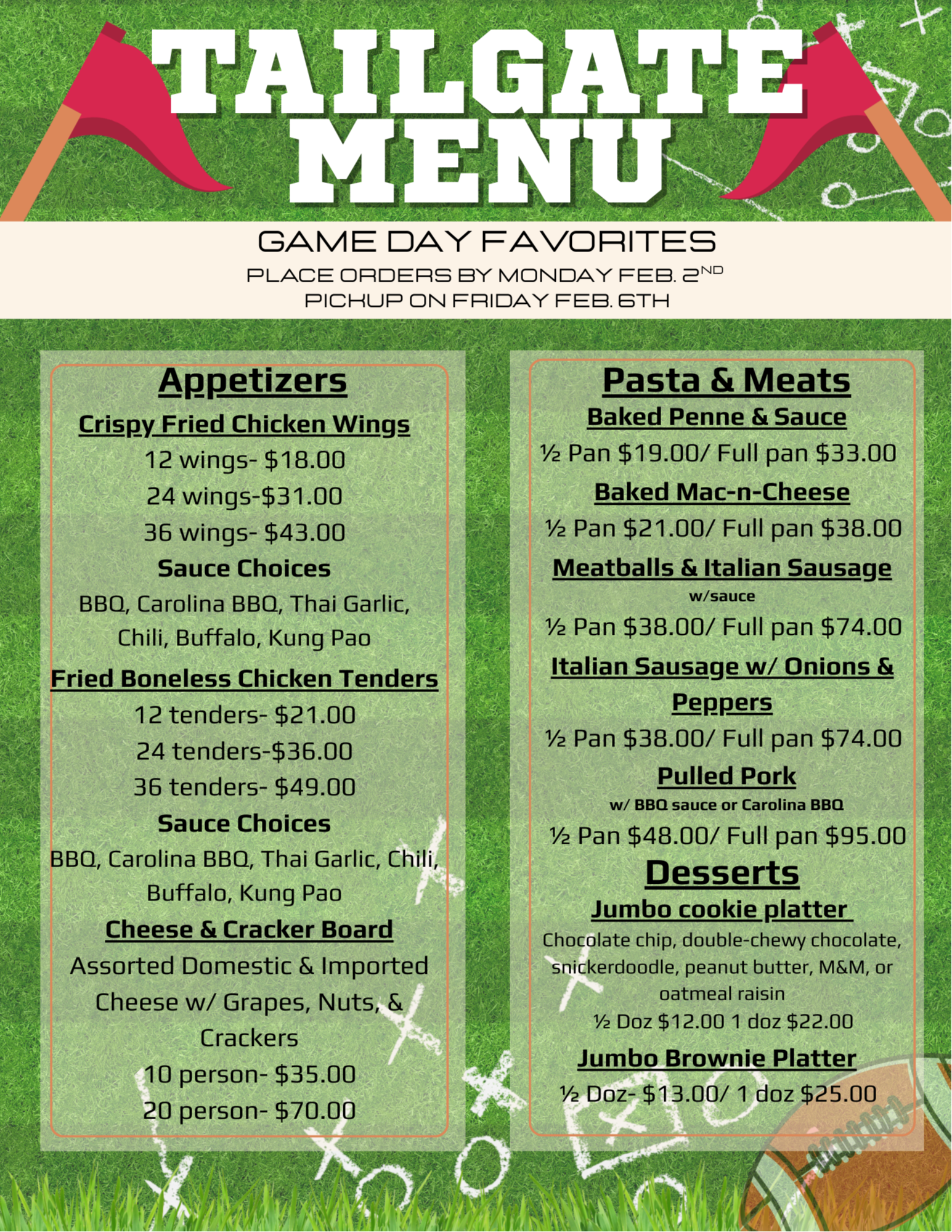 Tailgate Menu - Super Bowl 60