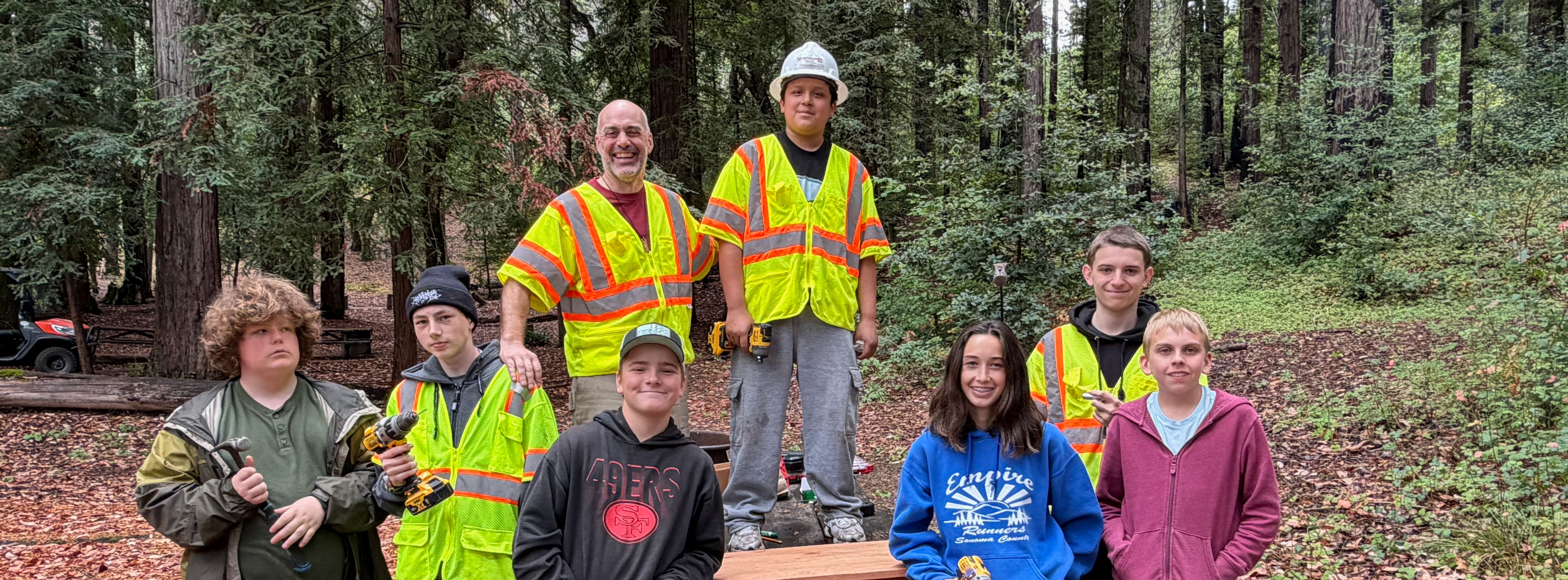 AIA students pose as a group at Armstrong Woods