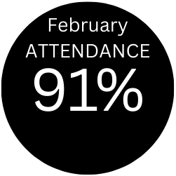 February attendance 91% written in a circle
