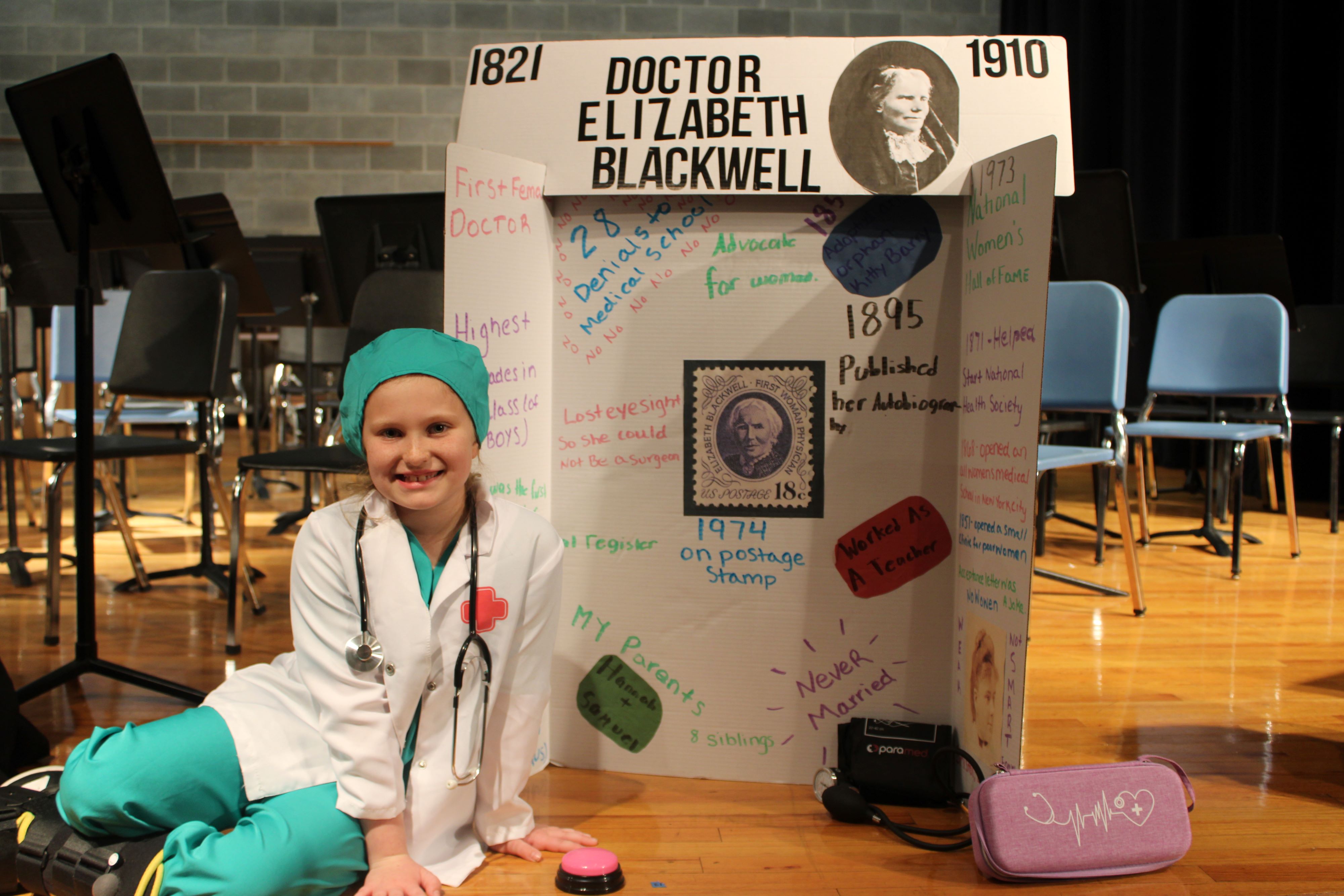 Girl portraying Dr. Elizabeth Blackwell