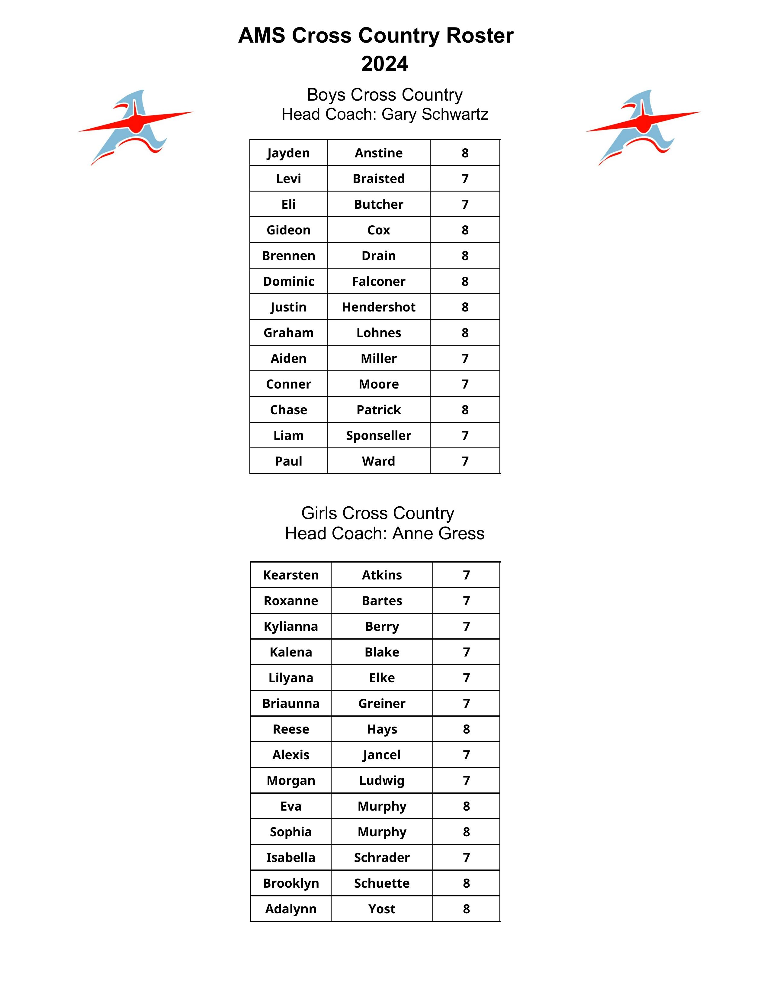 XC Schedule 2024