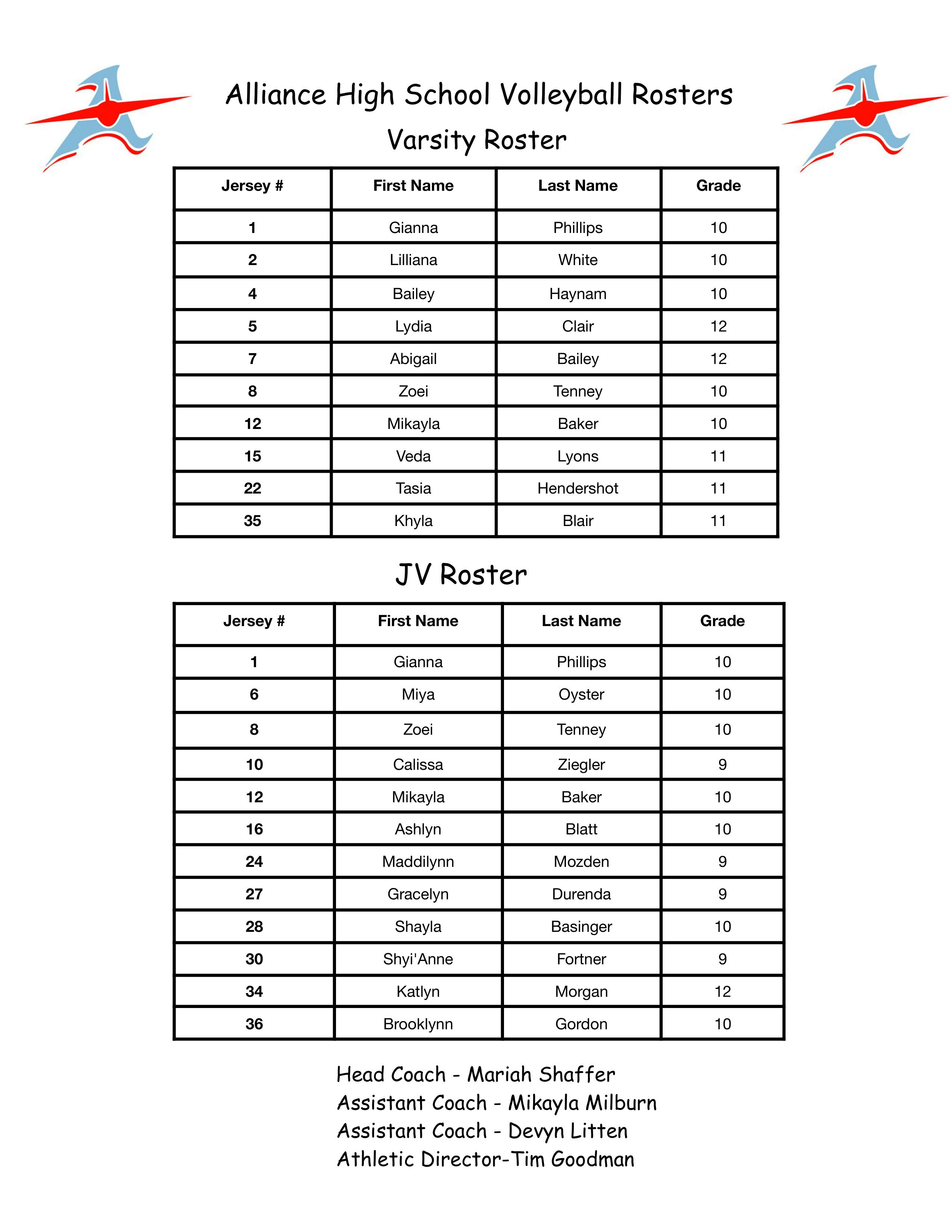 Volleyball Schedule 2024