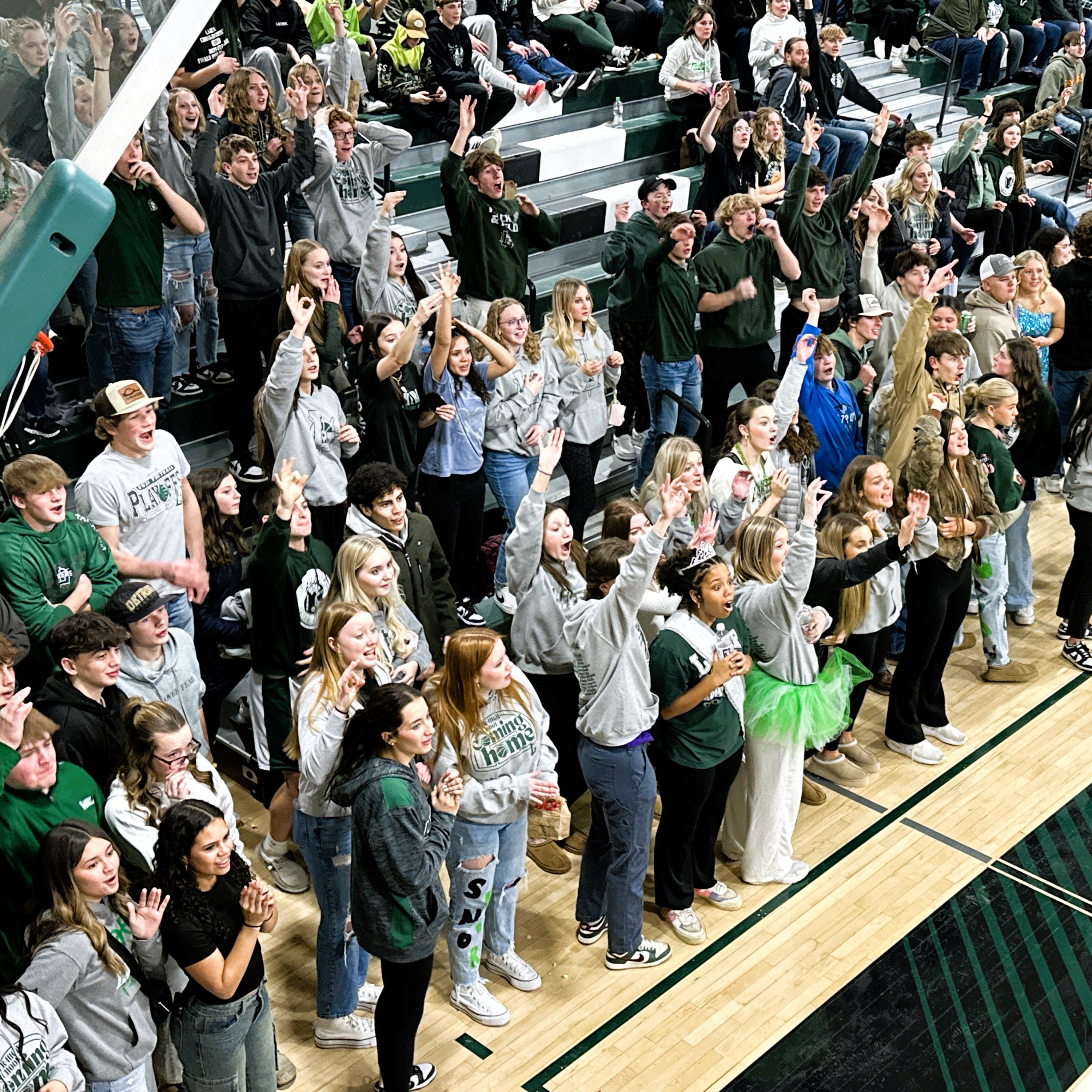 students at coming home game