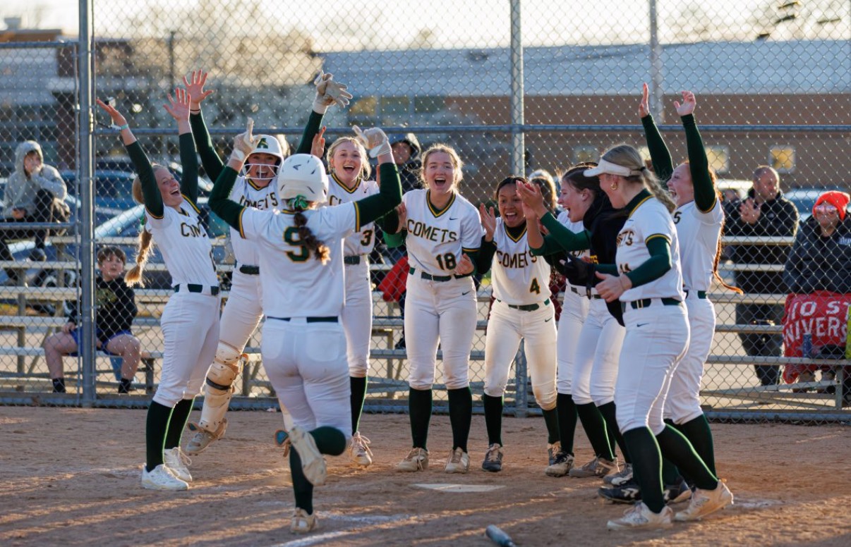Softball celebrating a win! 