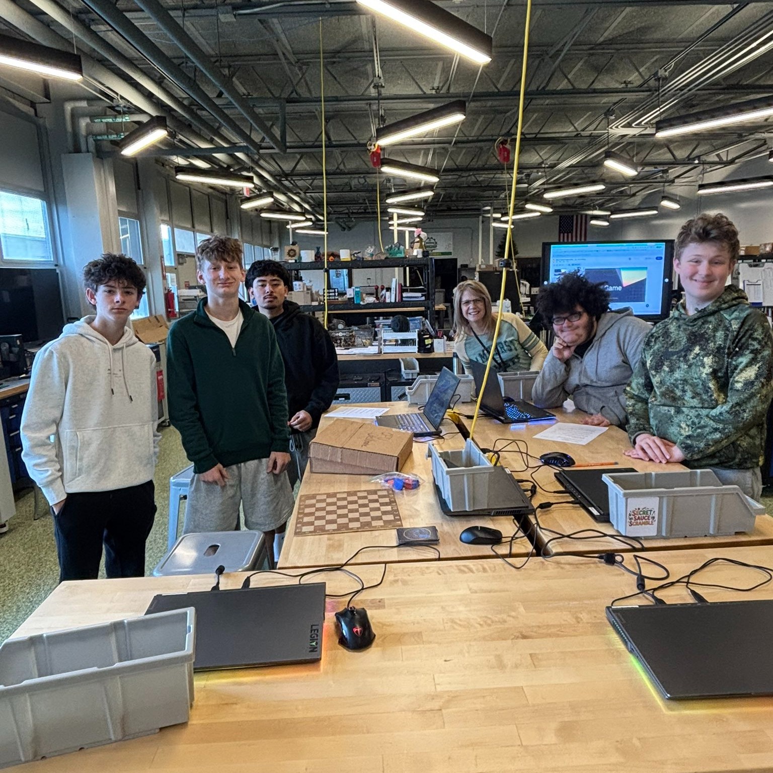 Students in the makerspace class with Mrs. Boggs