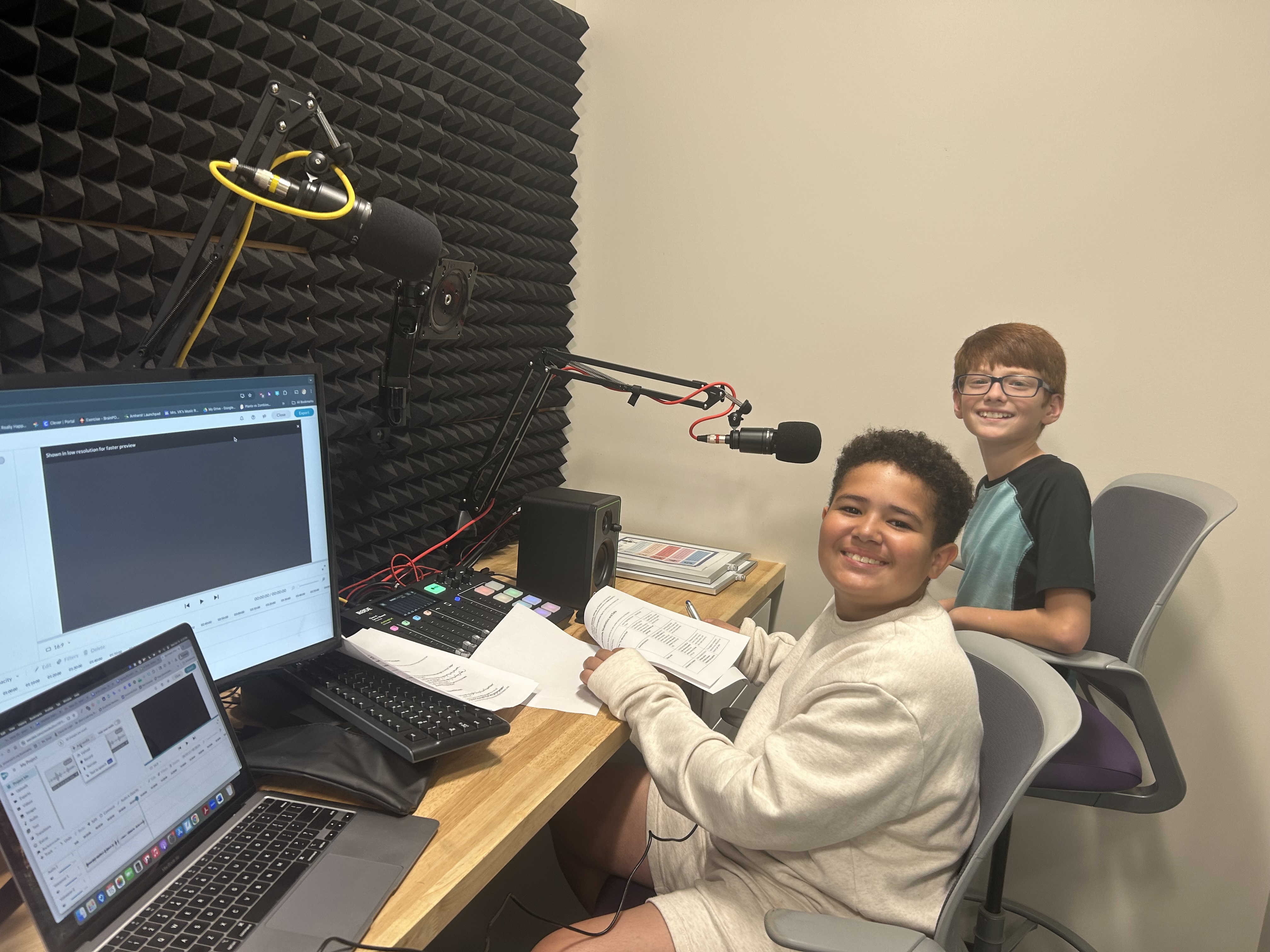 AJH students in Podcast Room 