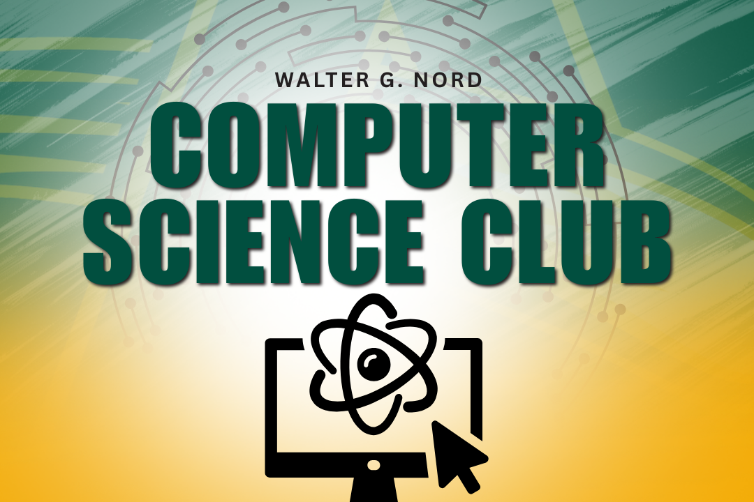 computer science club - green, gold, computer graphic