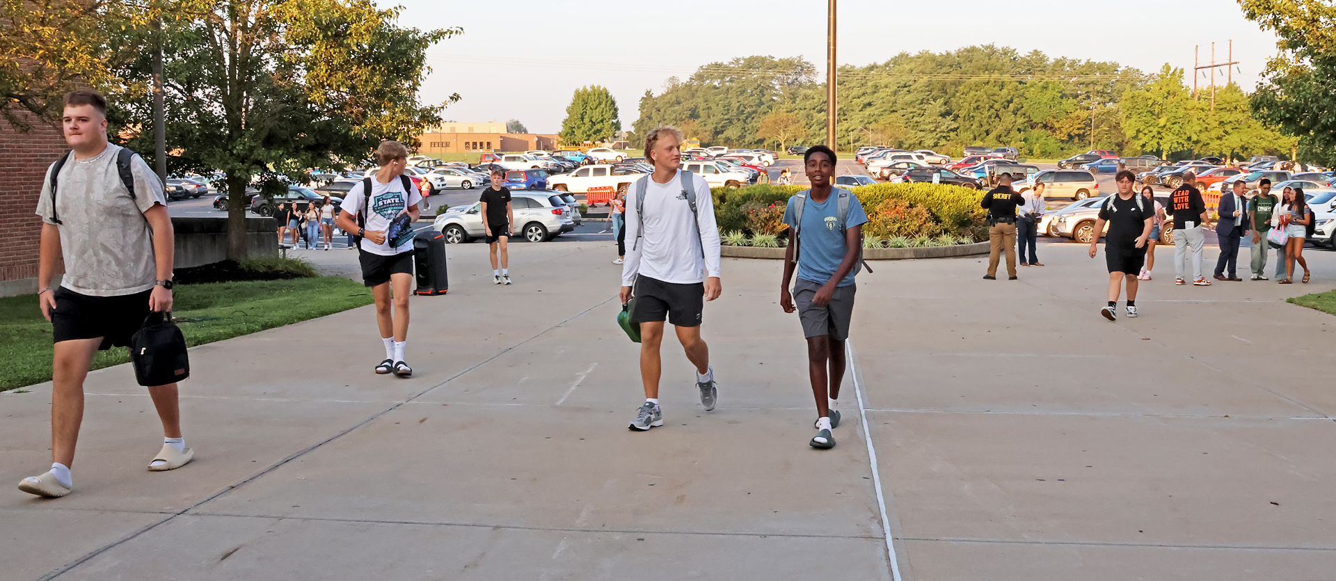 students walking to school