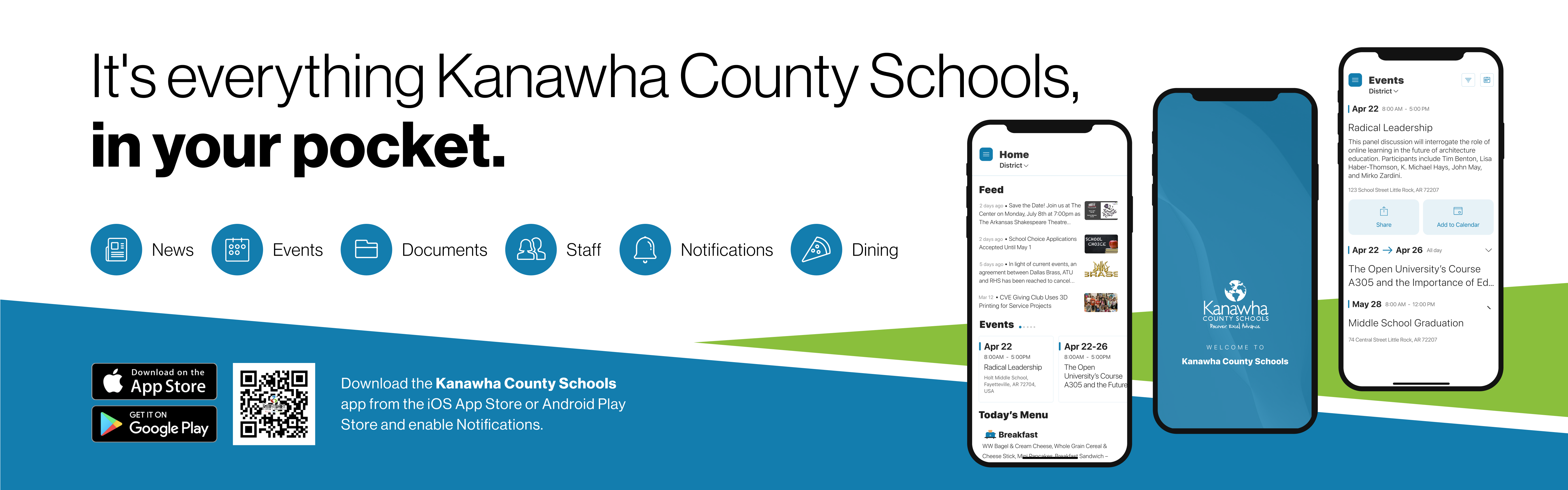 new kcs app information graphic on how to download and use the app.