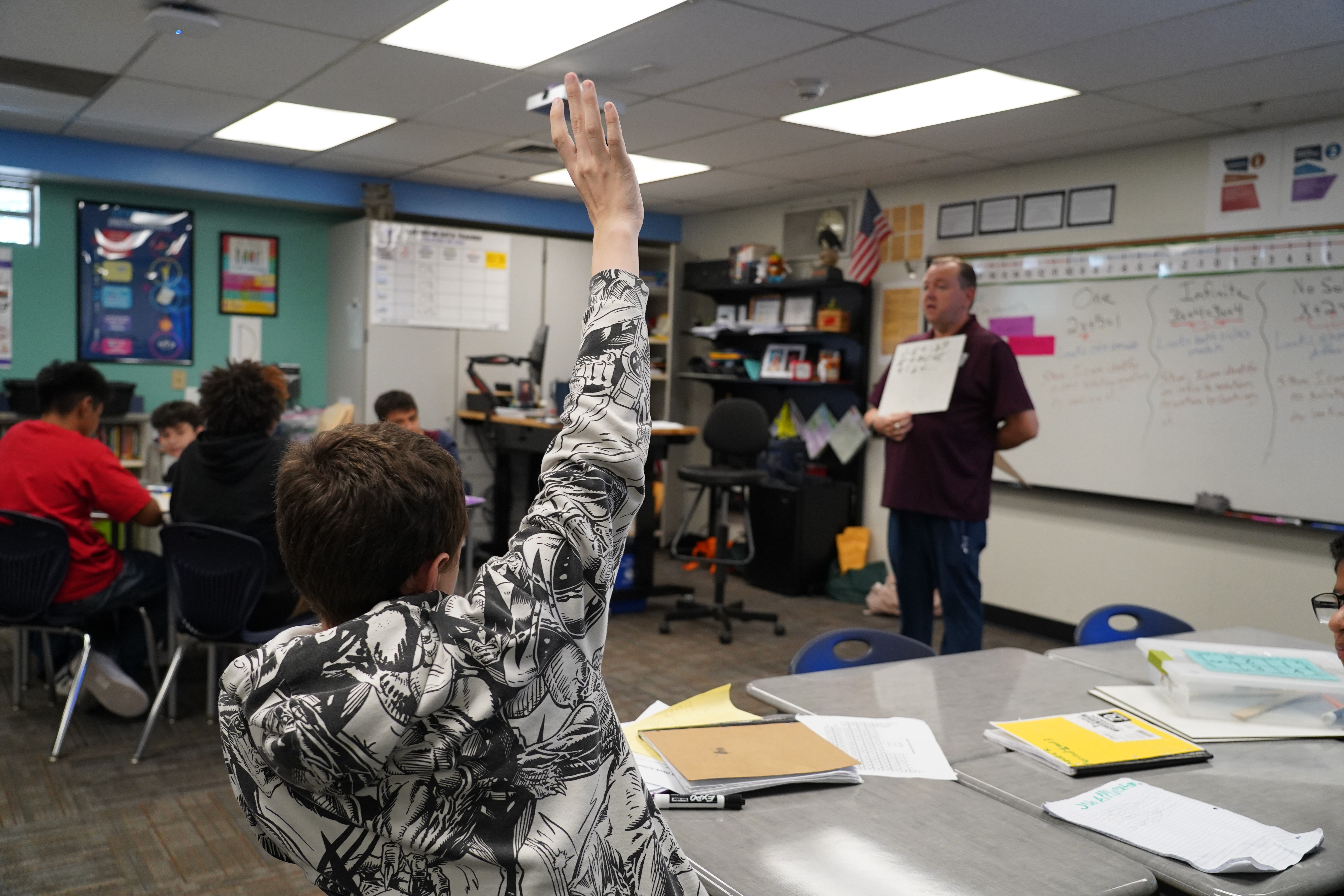 Student asks a question in class