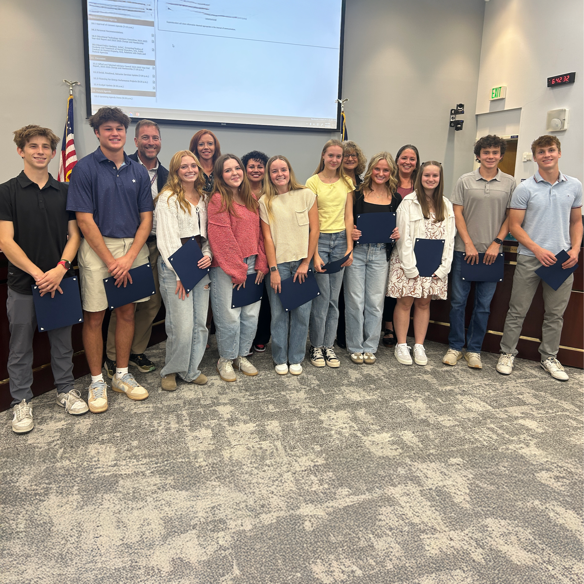 HHS student government with the Board of Education in the LPS Boardroom.