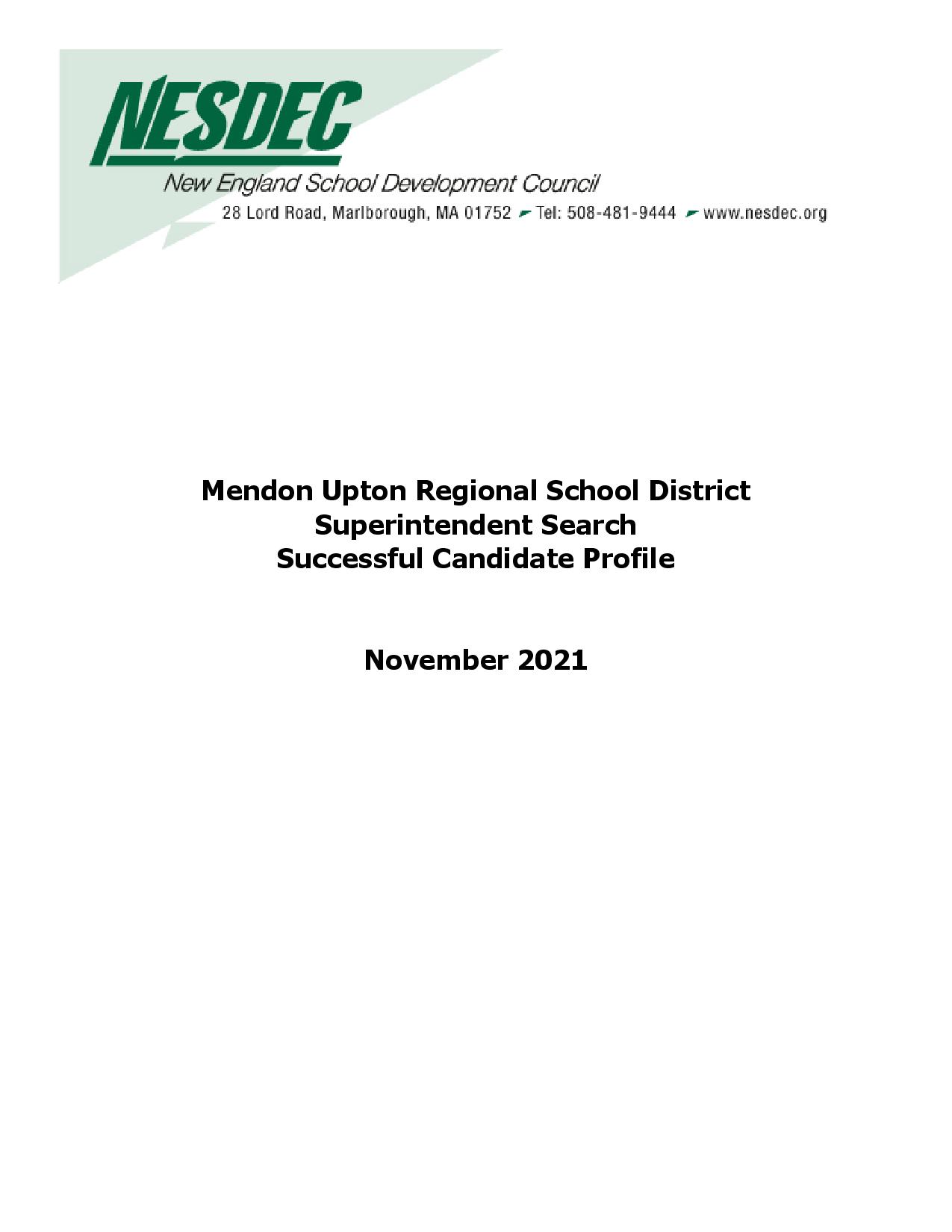 Superintendent Candidate Profile Page 1