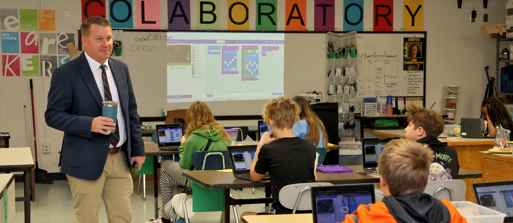 superintendent in a classroom