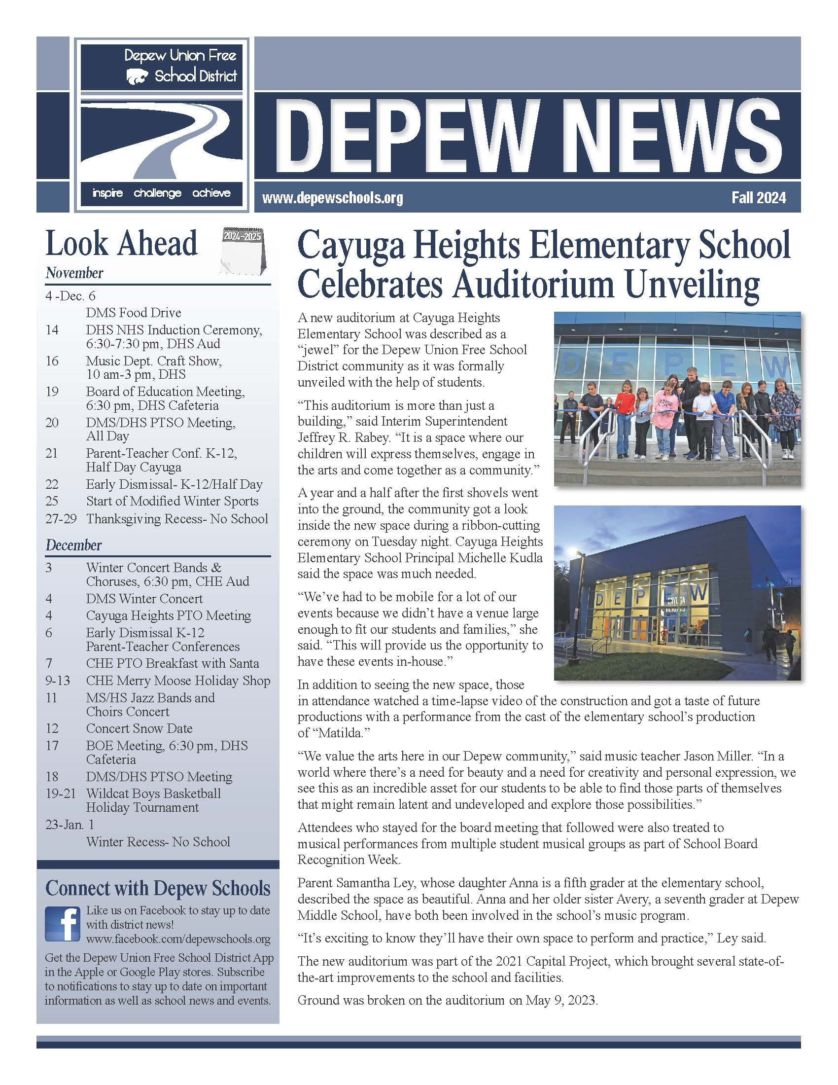 Depew Fall 2024 Newsletter cover