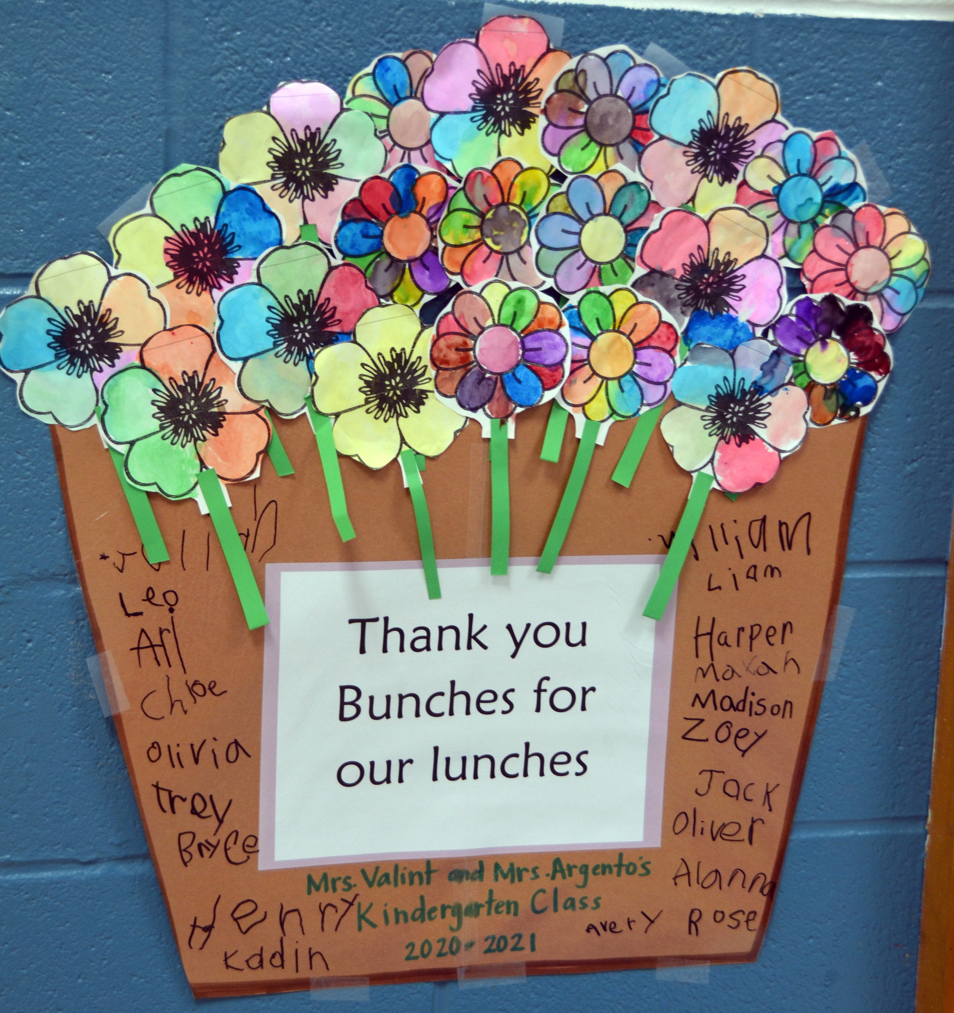 poster artwork of flowers "Thank you bunches for the lunches".