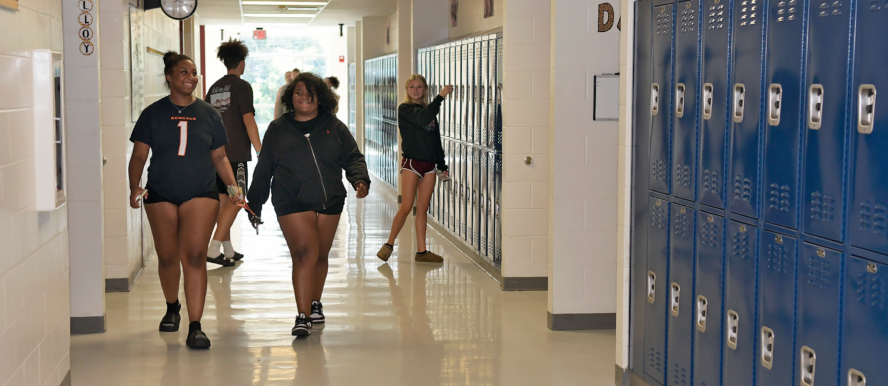 students in hallway