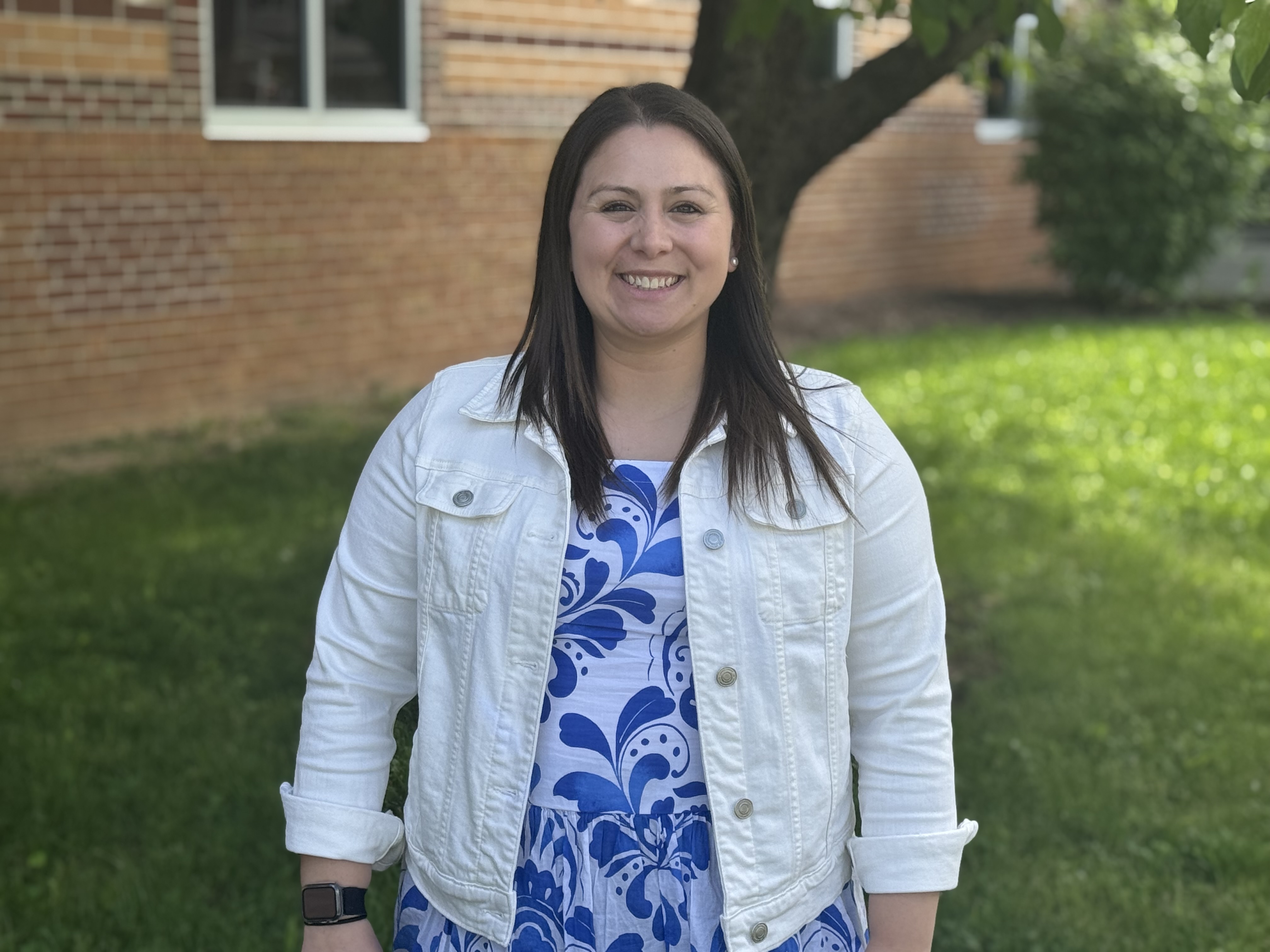Assistant Principal Becky Marshall standing outside of Elmwood Academy