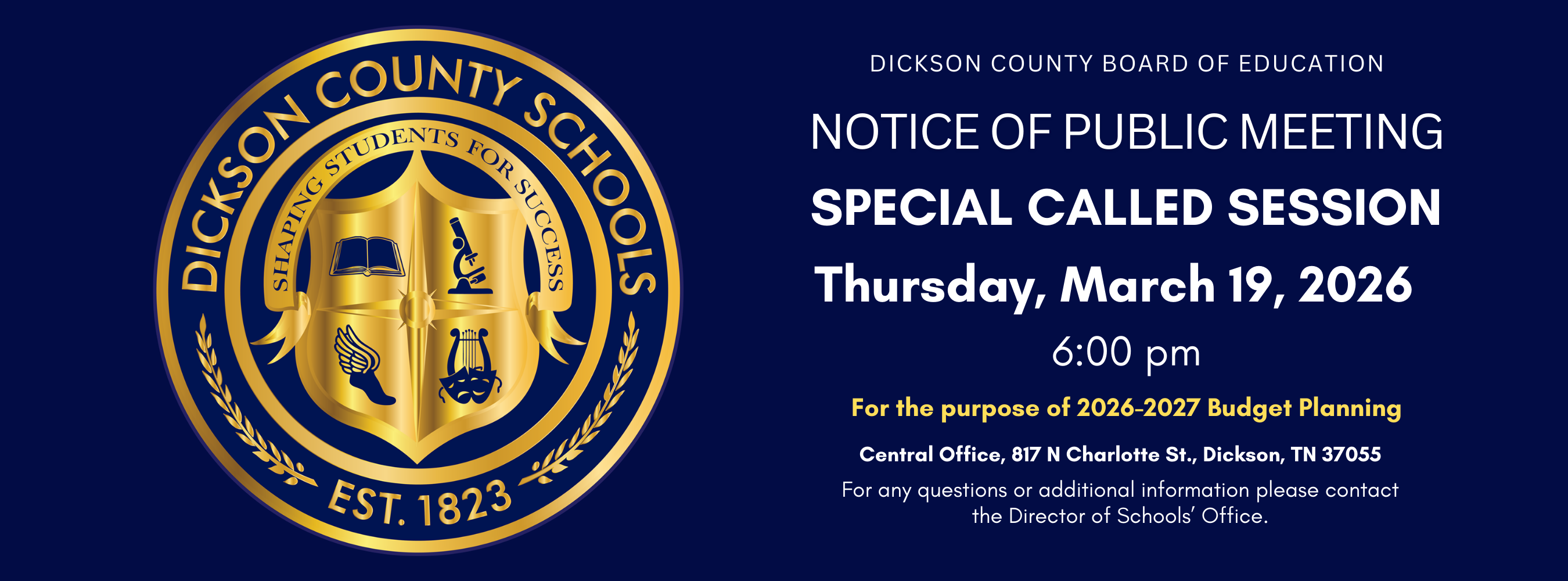 Special Called Board Meeting