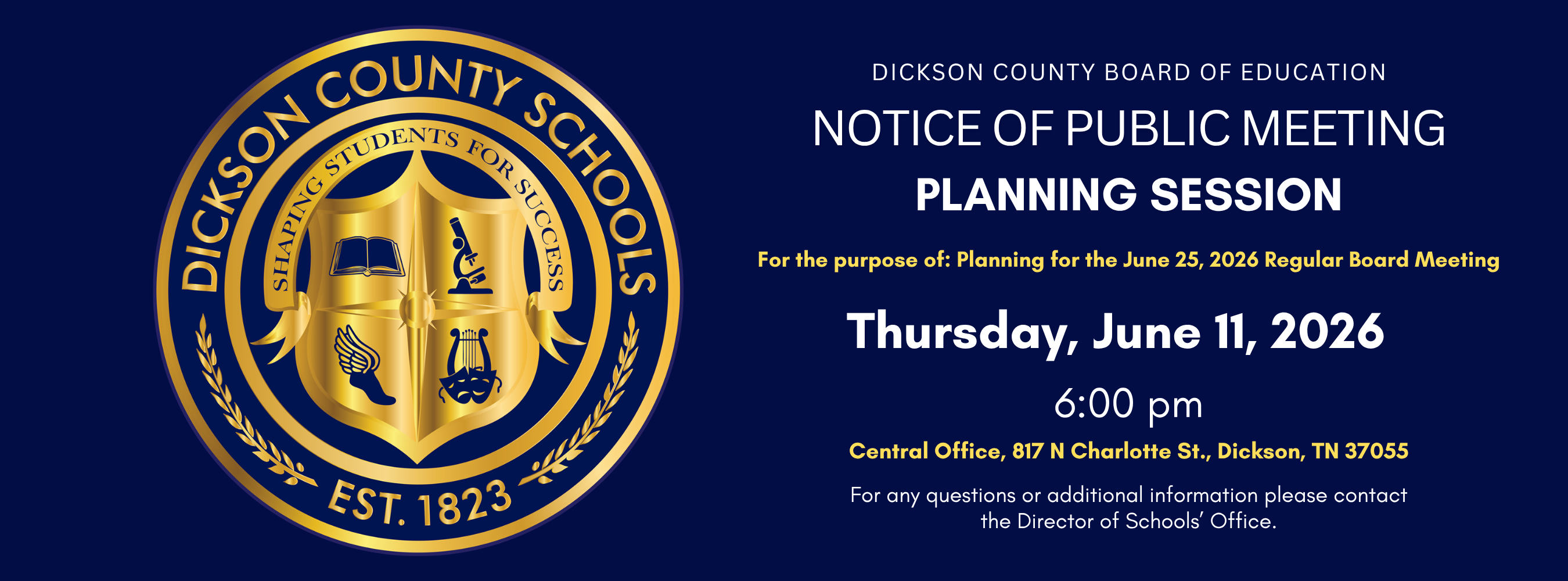 School Board Planning Meeting June 11th