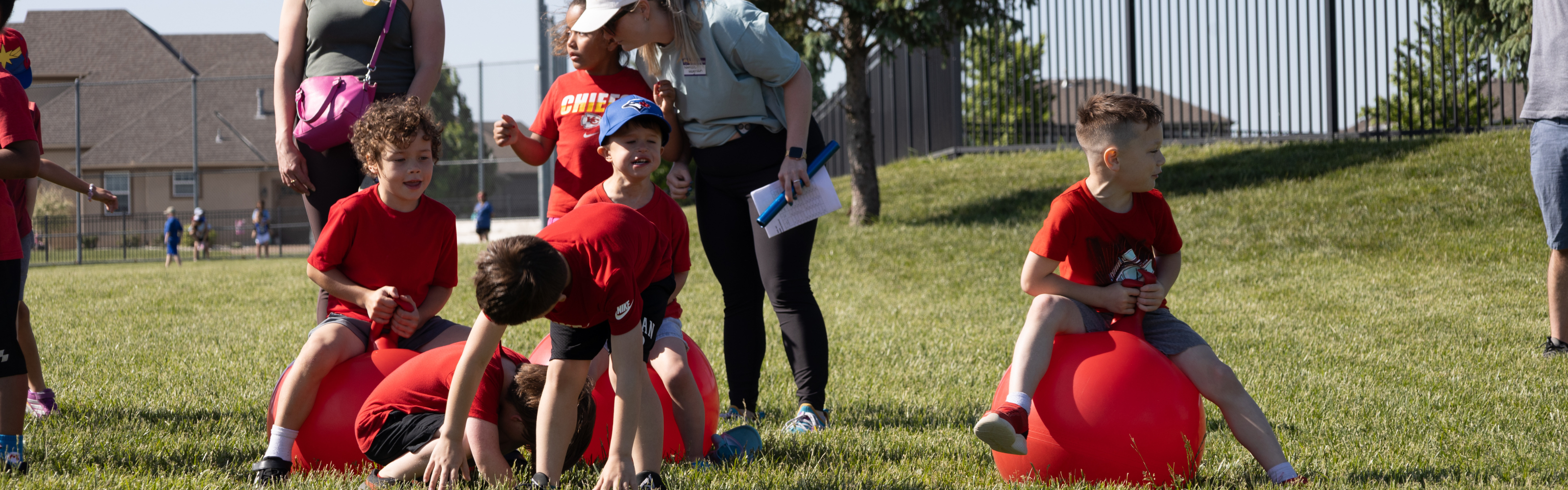 Students bouncing at field day