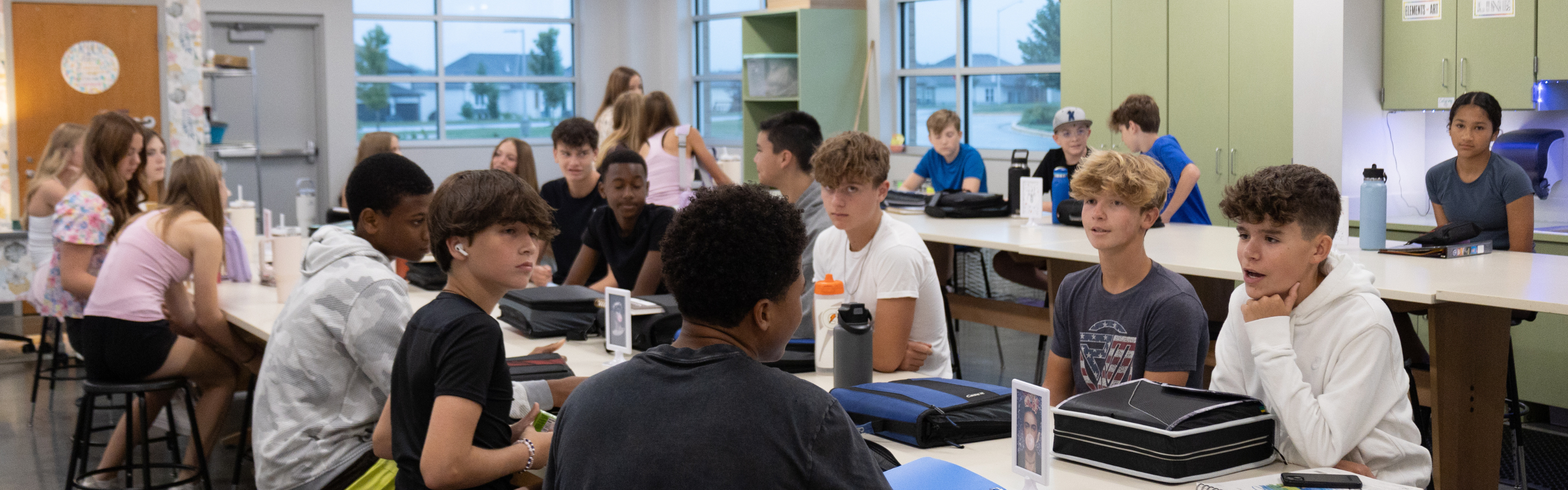 Image of Woodland Springs Middle School Students on their First Day