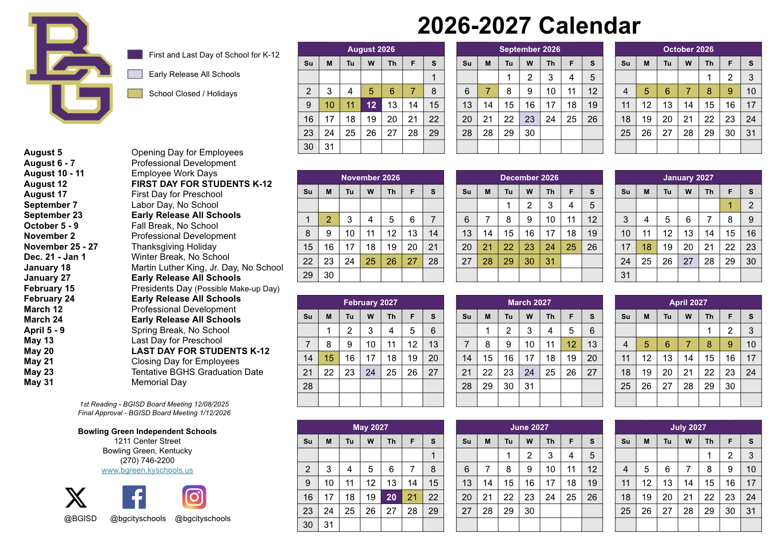 2026-27 Calendar