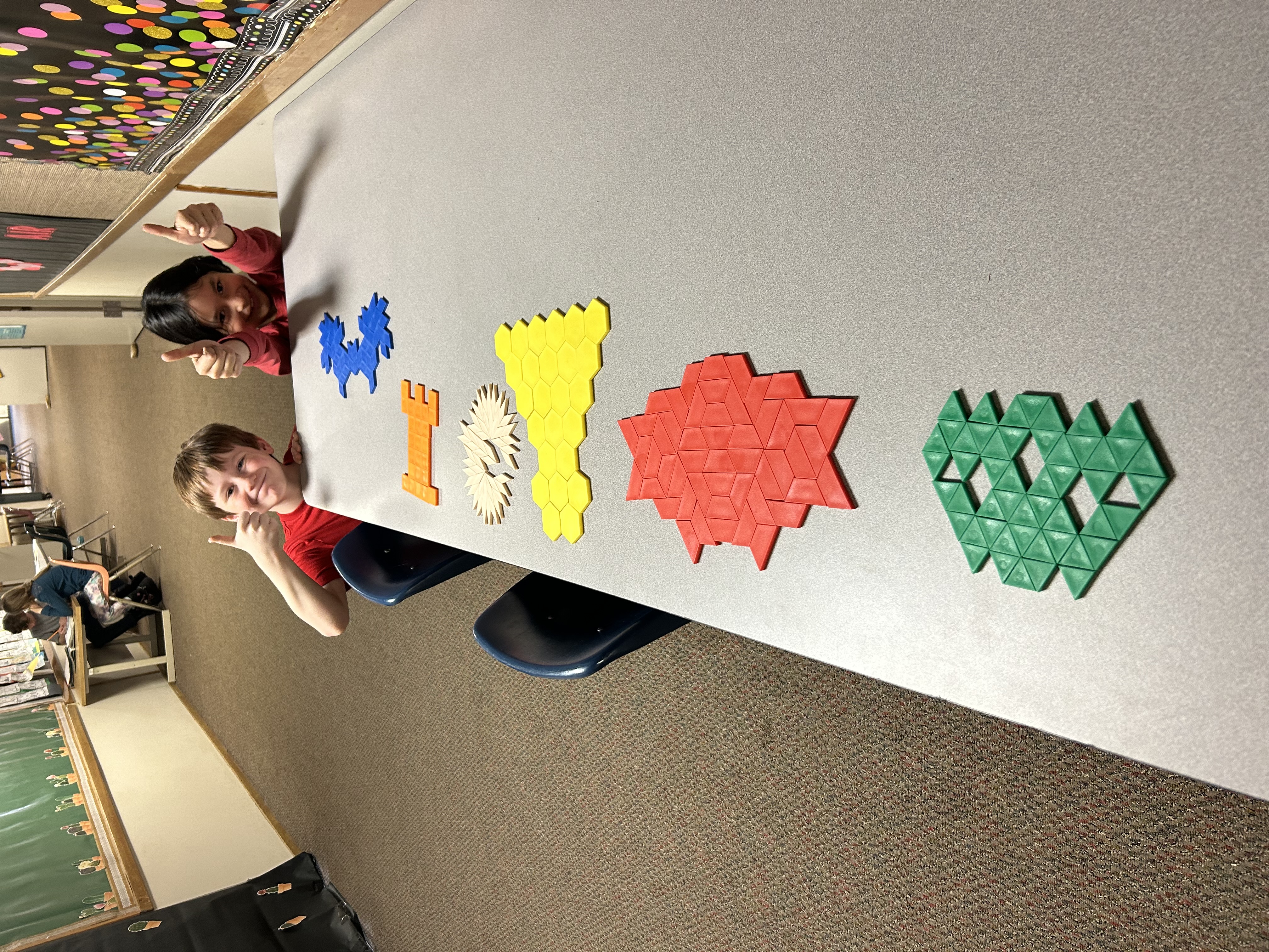 Students making shapes