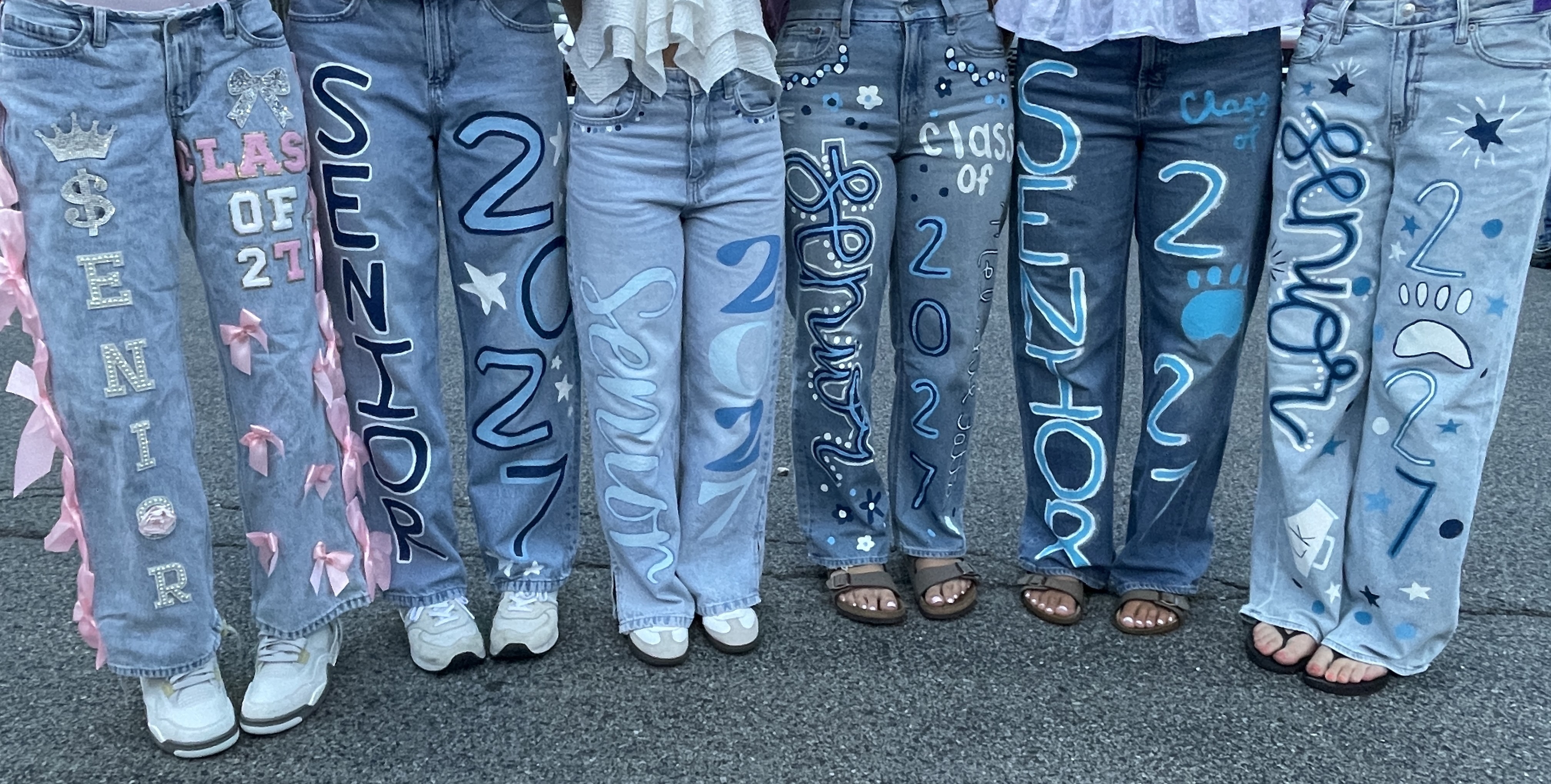 close up of decorated senior jeans