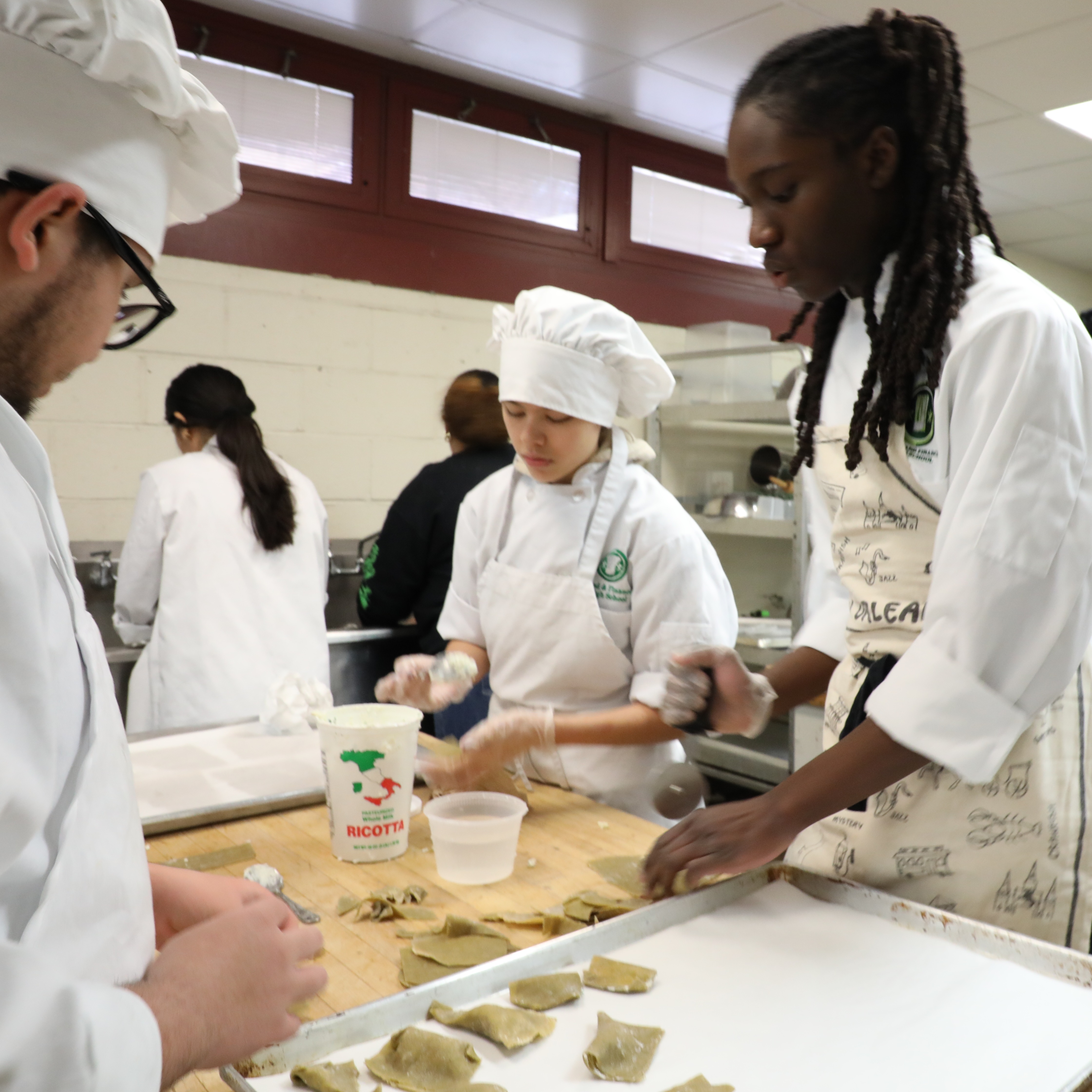 Students preparing food