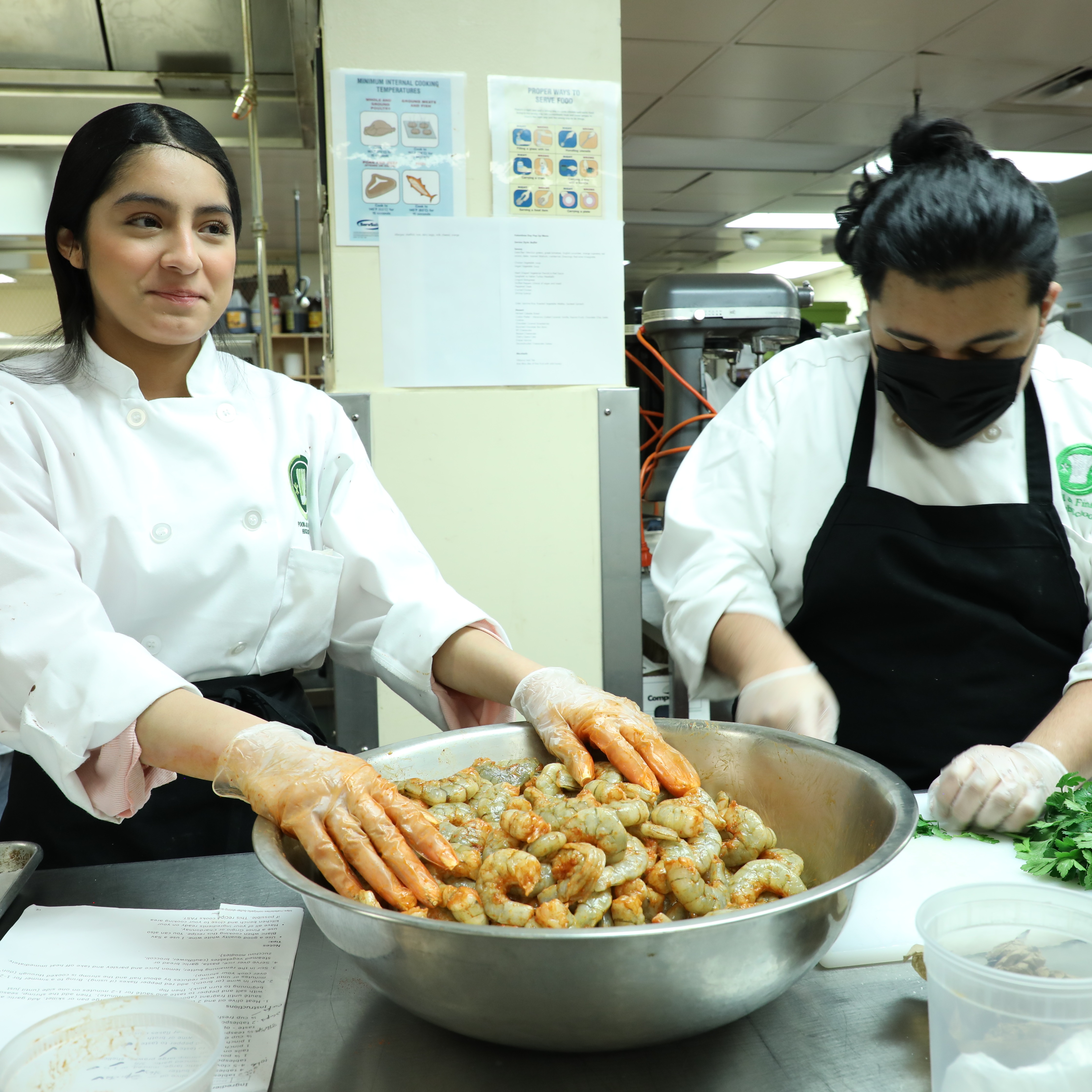 Students preparing food
