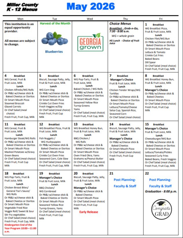 K-12 Menu