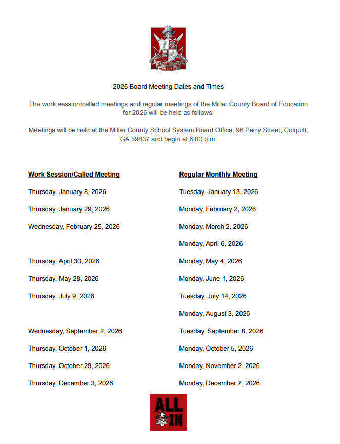 2026 BOE Meeting Dates