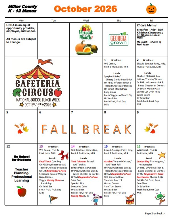 K-12 Menu