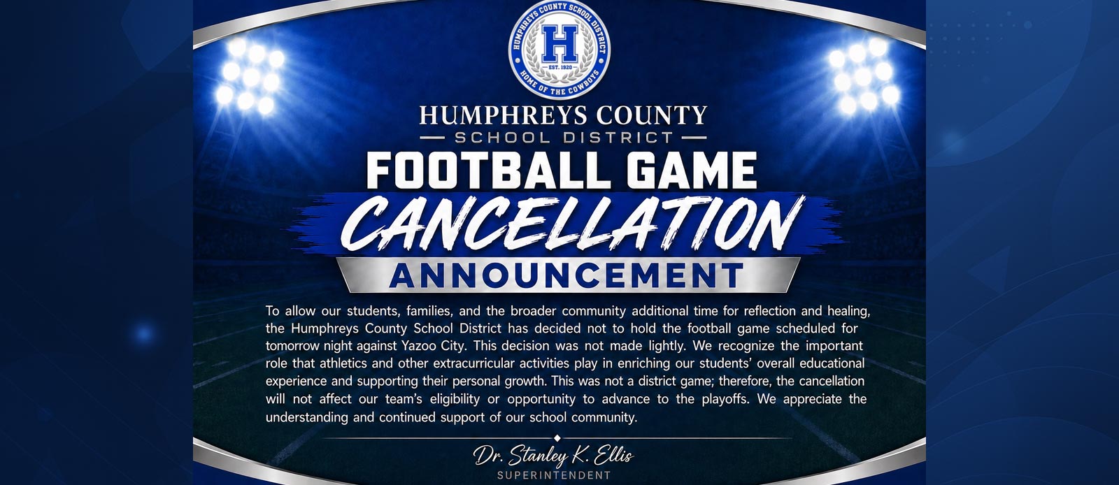 Football game cancelled