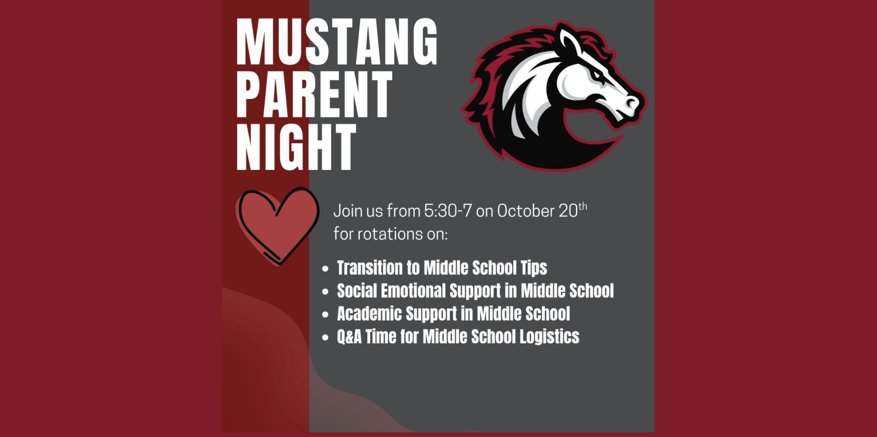 Mustang Parent Night October 20th