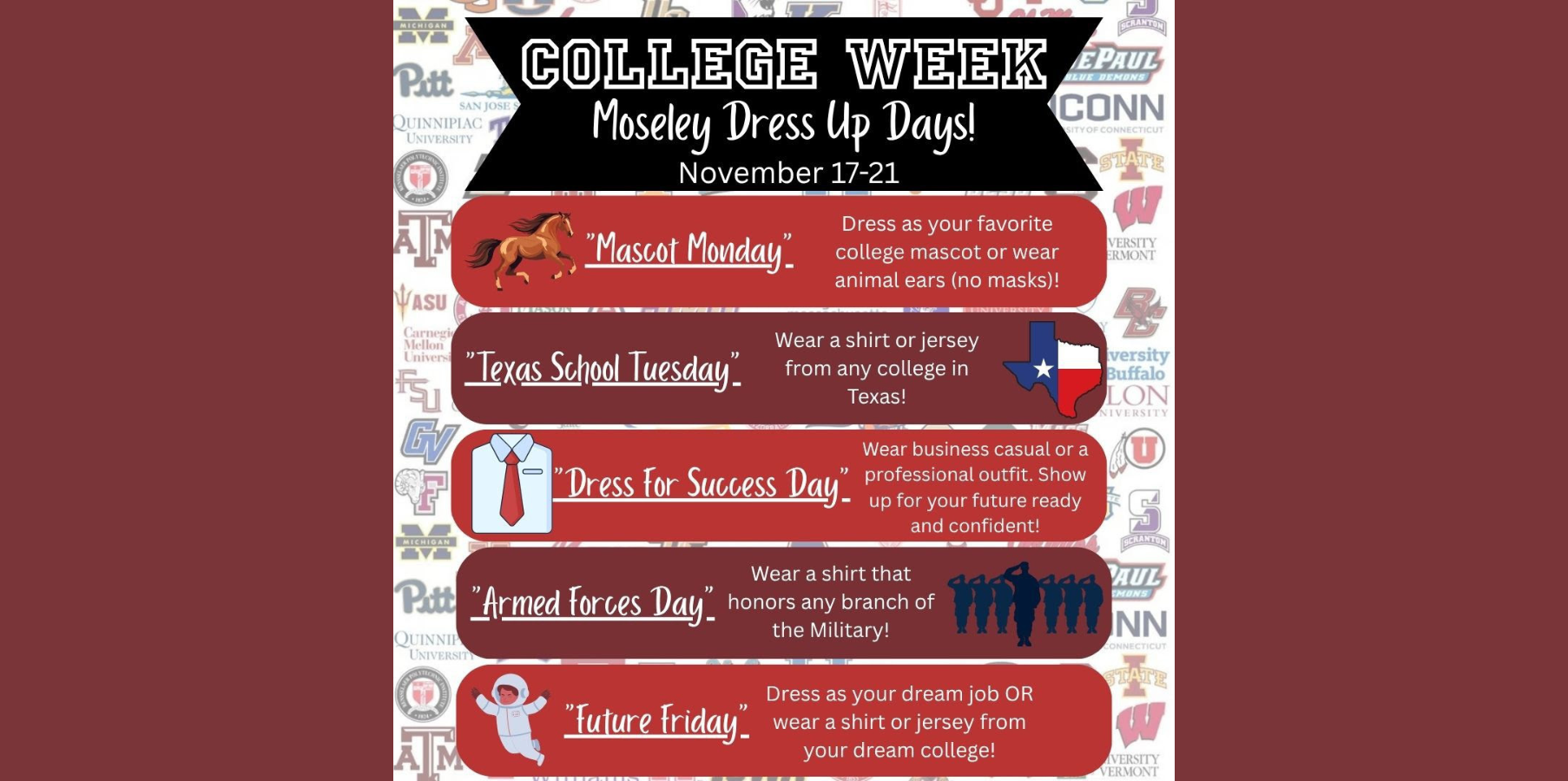 College Week Dress Up Days