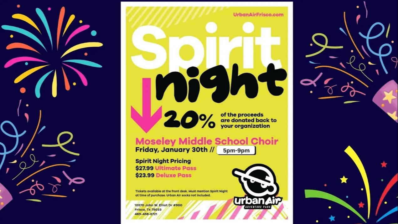 Spirit Night at Urban Air January 30th