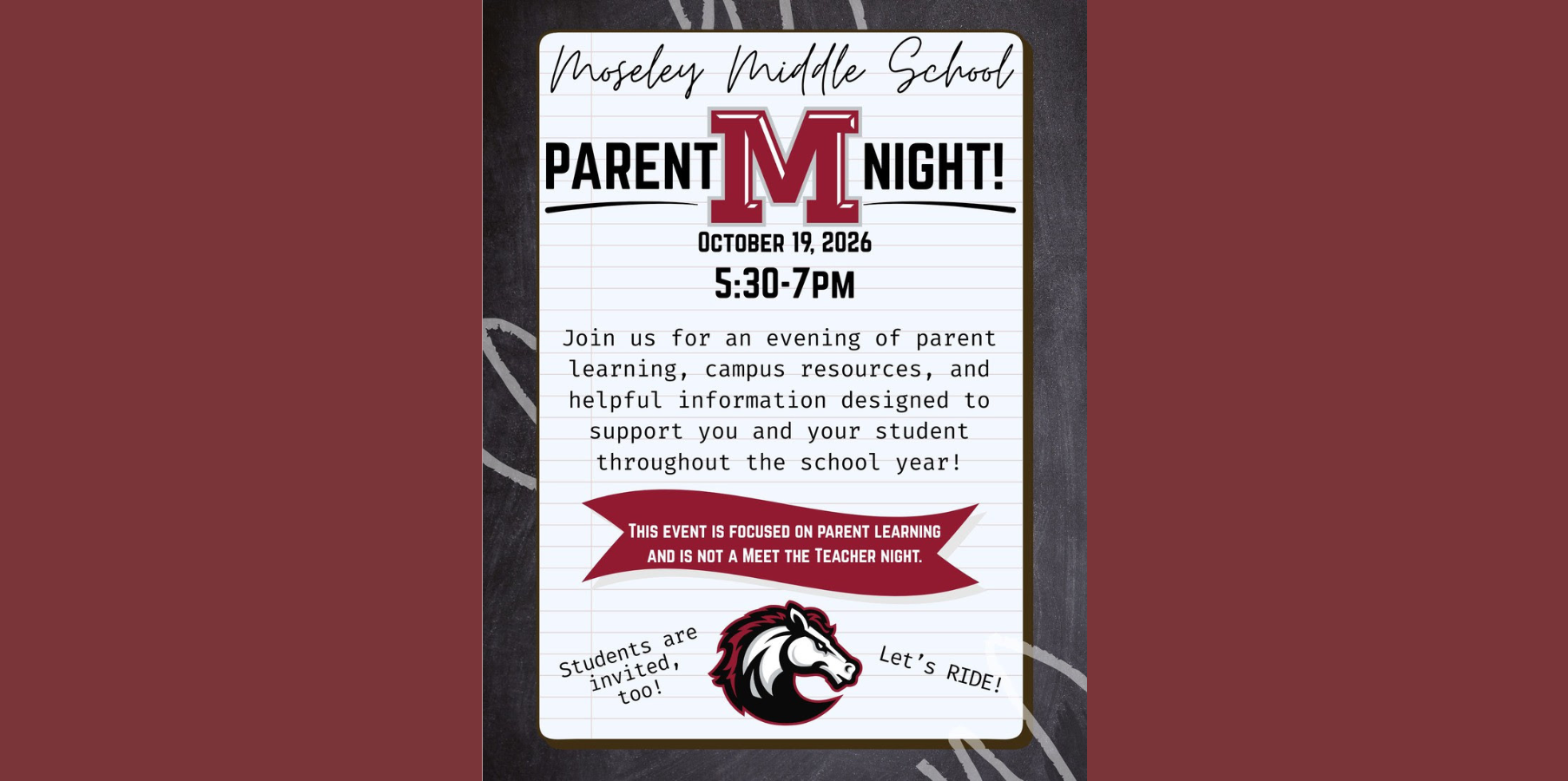 Parent Night October 19th 5:30 - 7:00PM