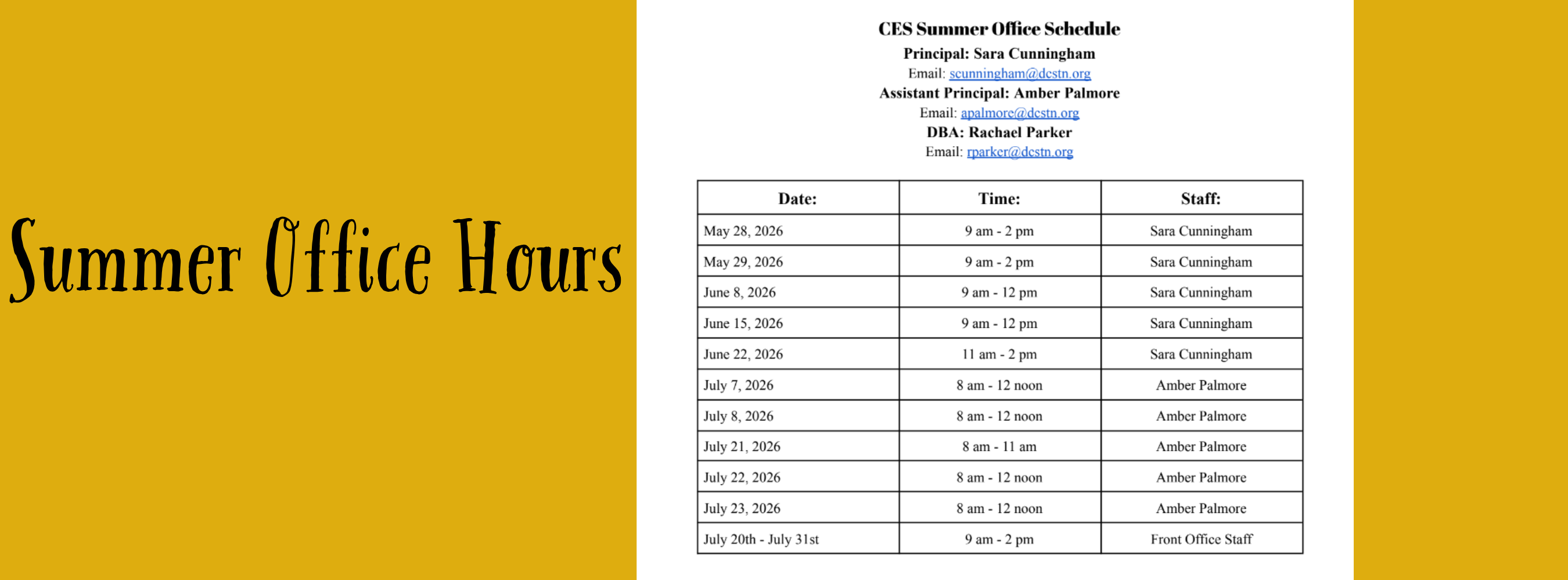 summer Office hours
