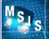 An abstract digital design featuring the letters 'M', 'S', 'I', and 'S' against a blue background with a matrix-like pattern.