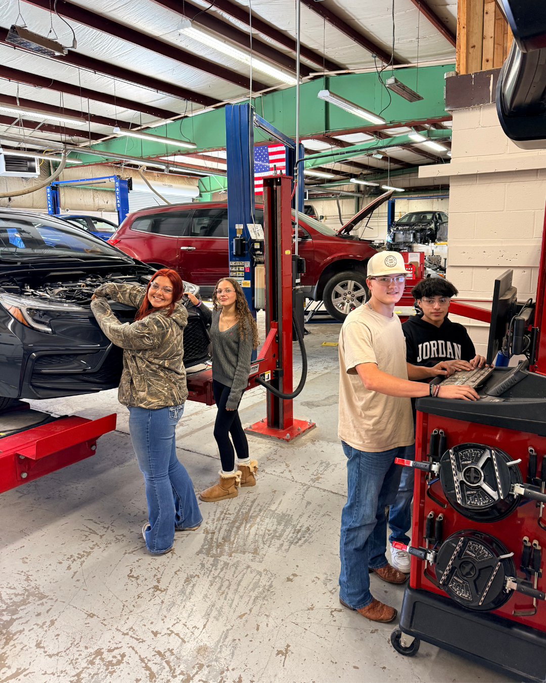 students in auto shop