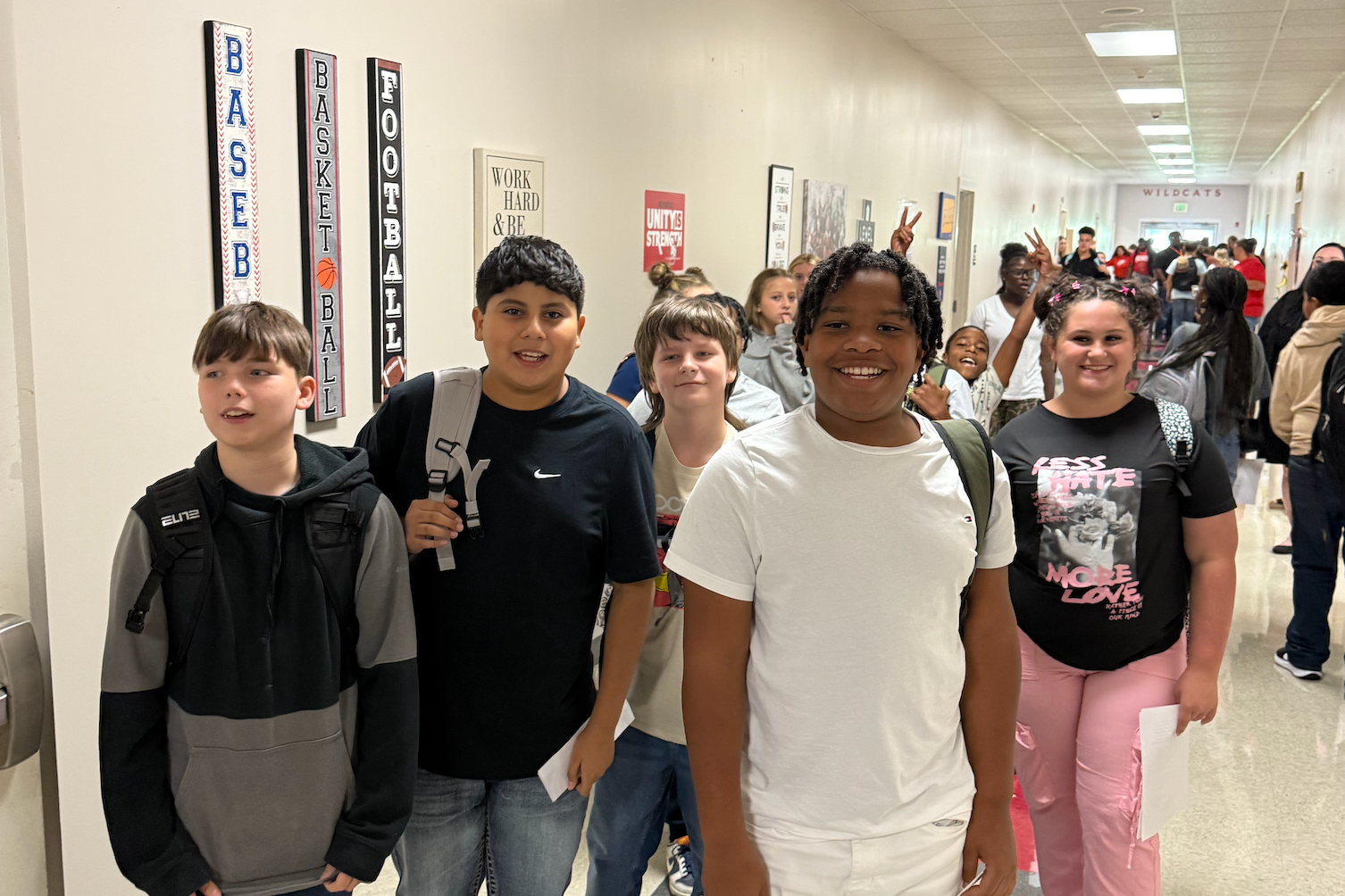 Students in a hall way