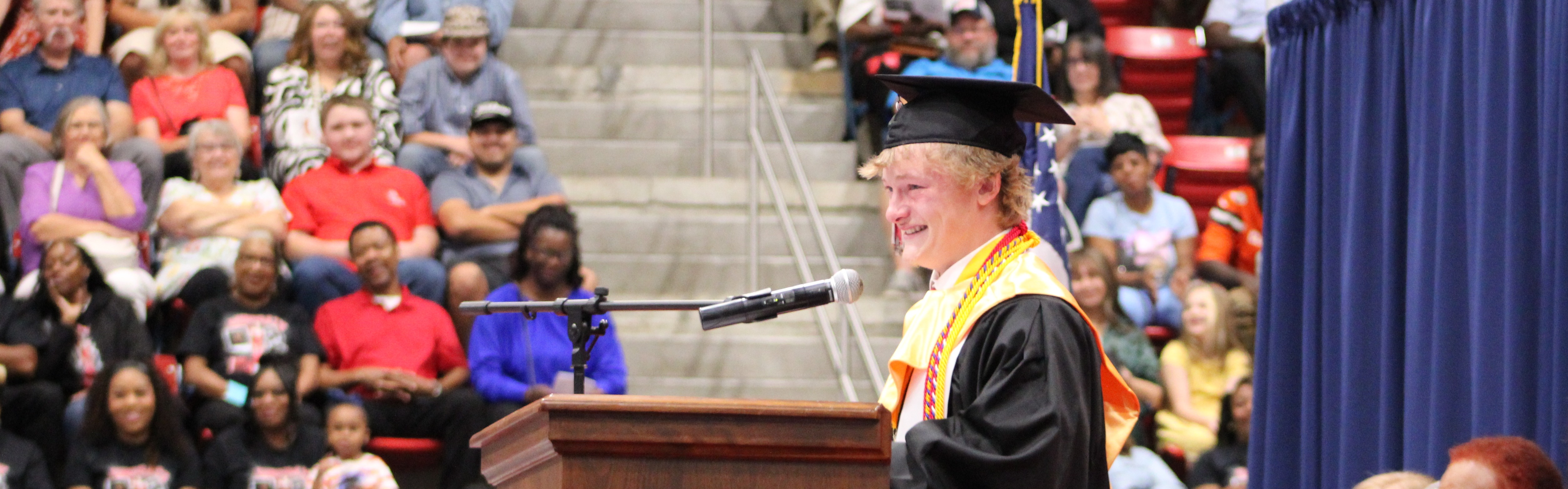 Student speaking at graduation